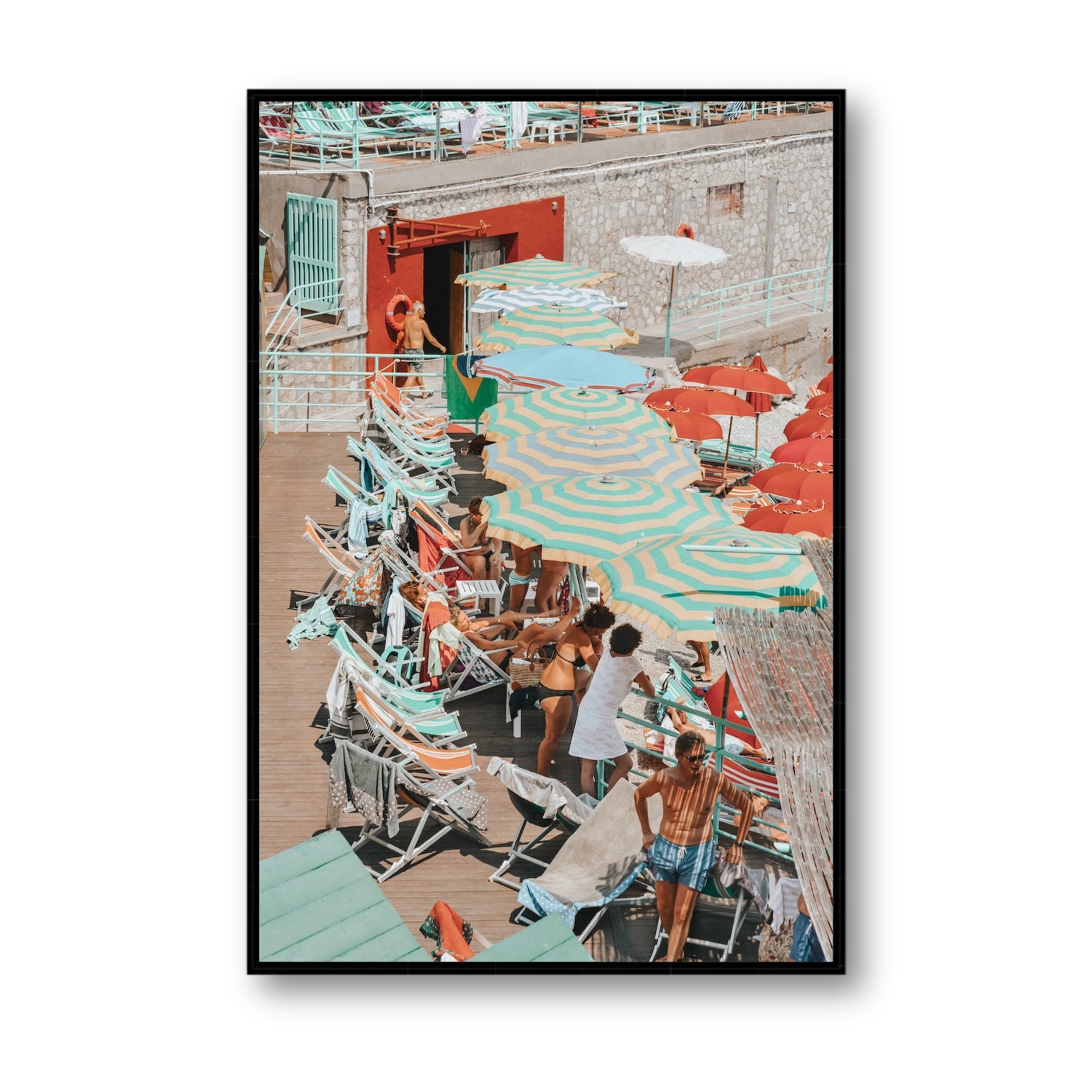 Colourful Canopy fine art print, Capri, Italy, Statement, Black Float Frame, Fine Art Canvas