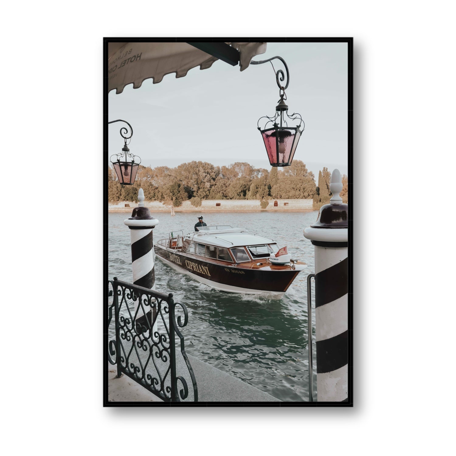 Taxi Shuttle Venice wall art Statement fine art canvas in black float frame