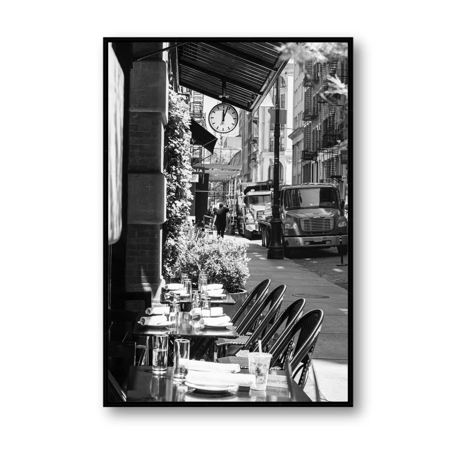 Mercer Street New York NYC Black & White wall art Statement fine art canvas in black float frame