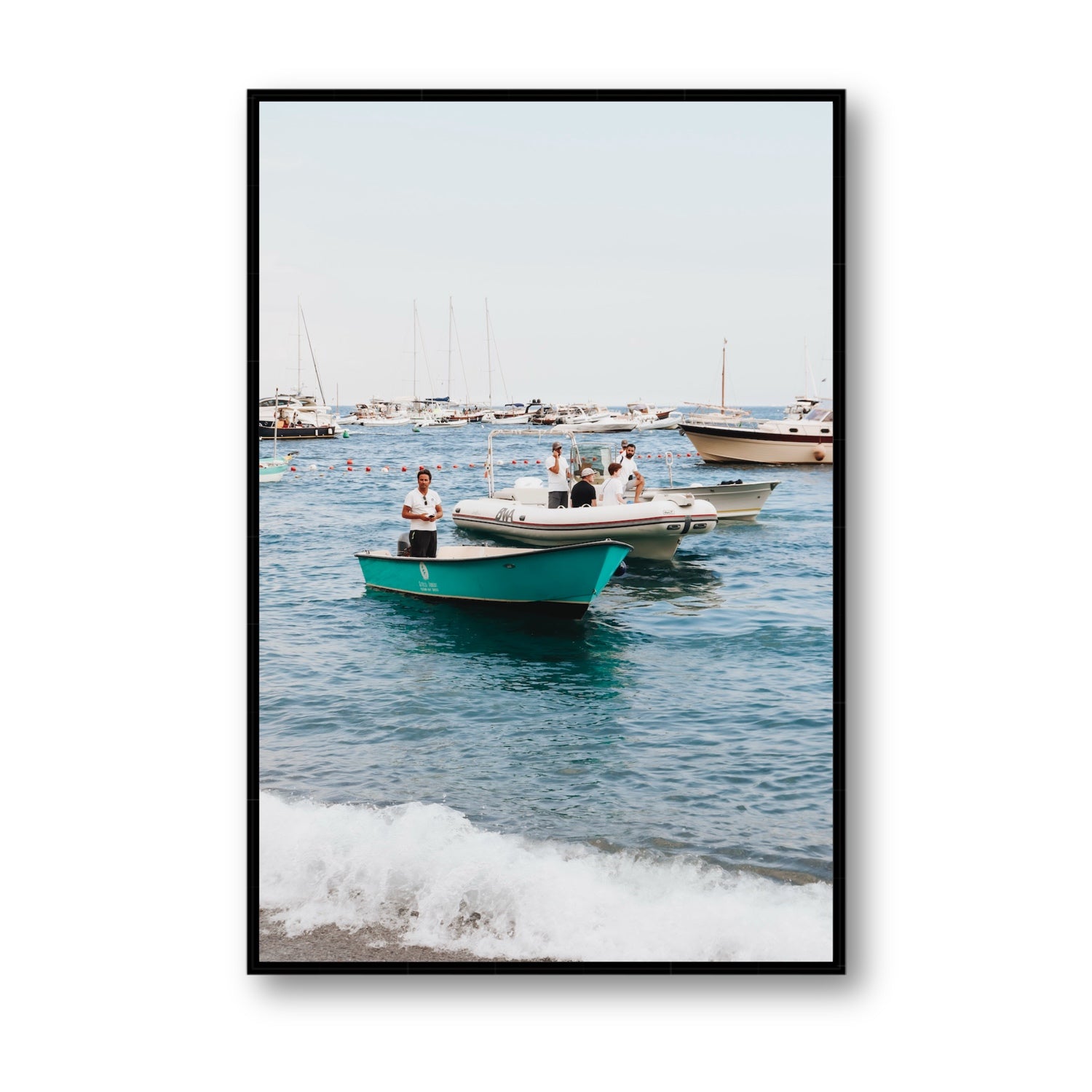 Twilight Tenders Positano wall art Statement fine art canvas in black float frame