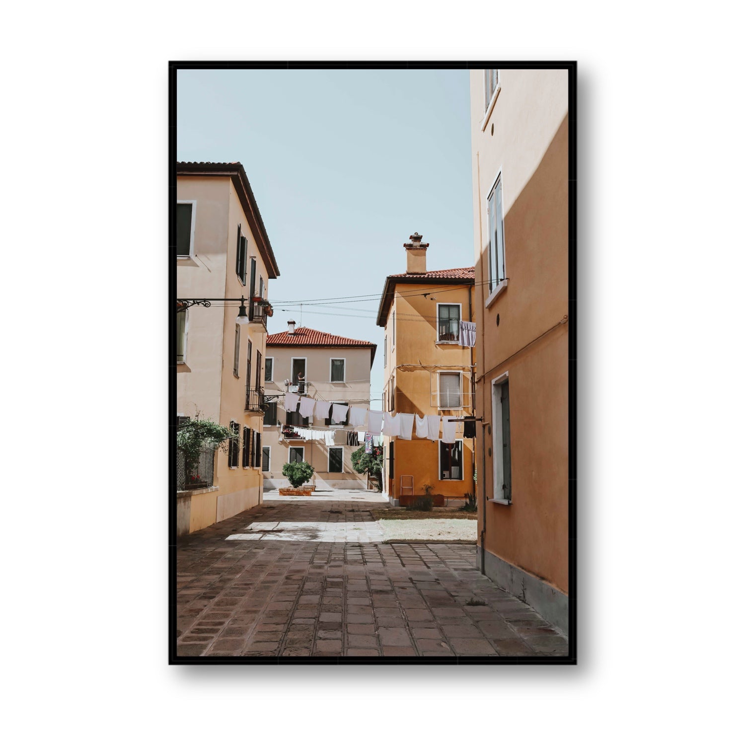 Terraferma Venice Italian wall art Statement fine art canvas in black float frame