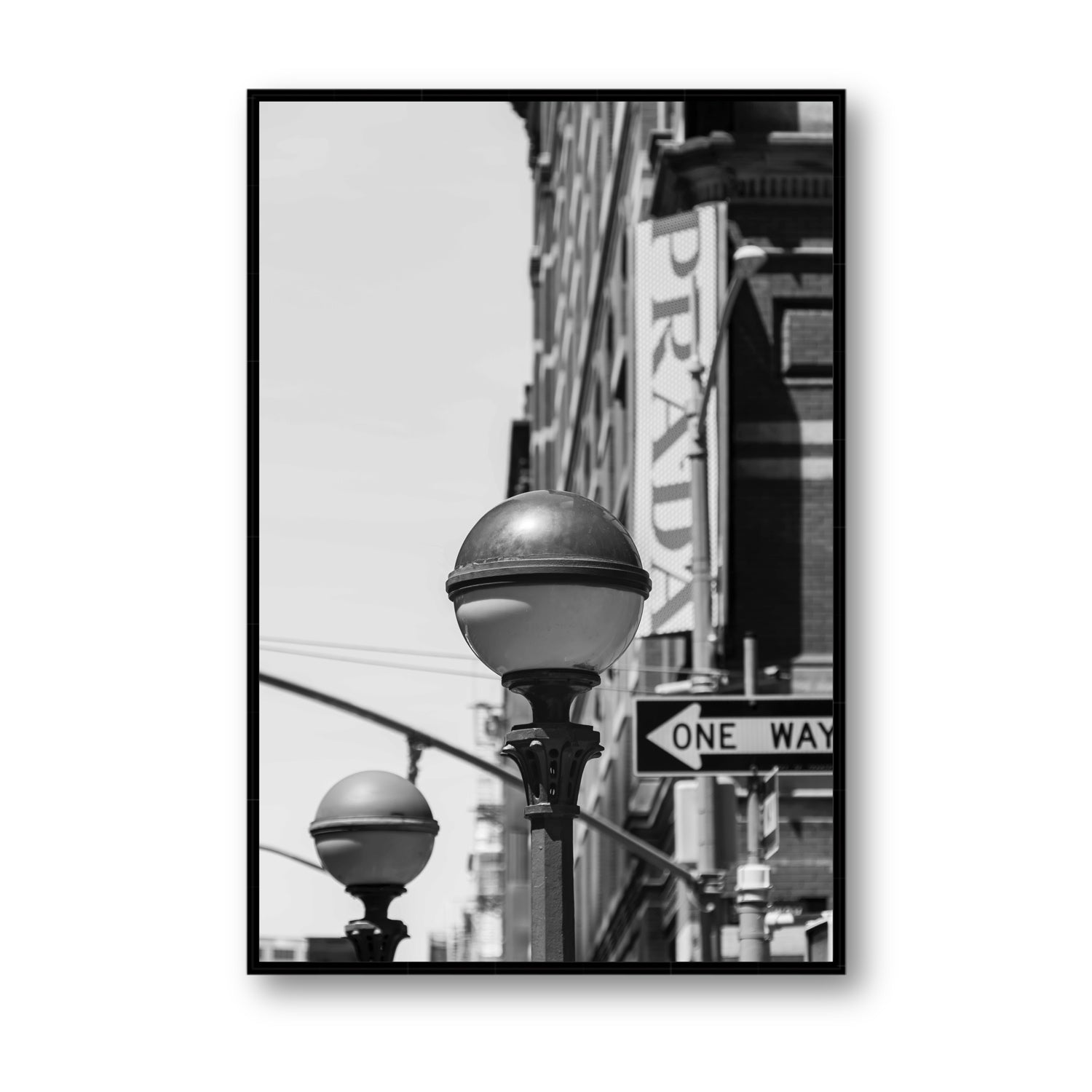 Subway Style New York NYC Black & White wall art Statement fine art canvas in black float frame