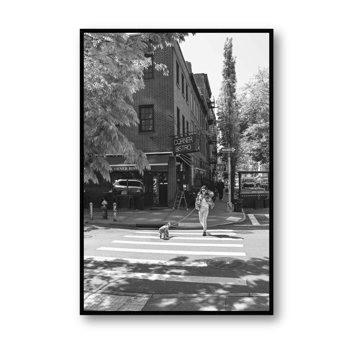 Sunlit Stroll New York NYC Black & White wall art Statement fine art canvas in black float frame