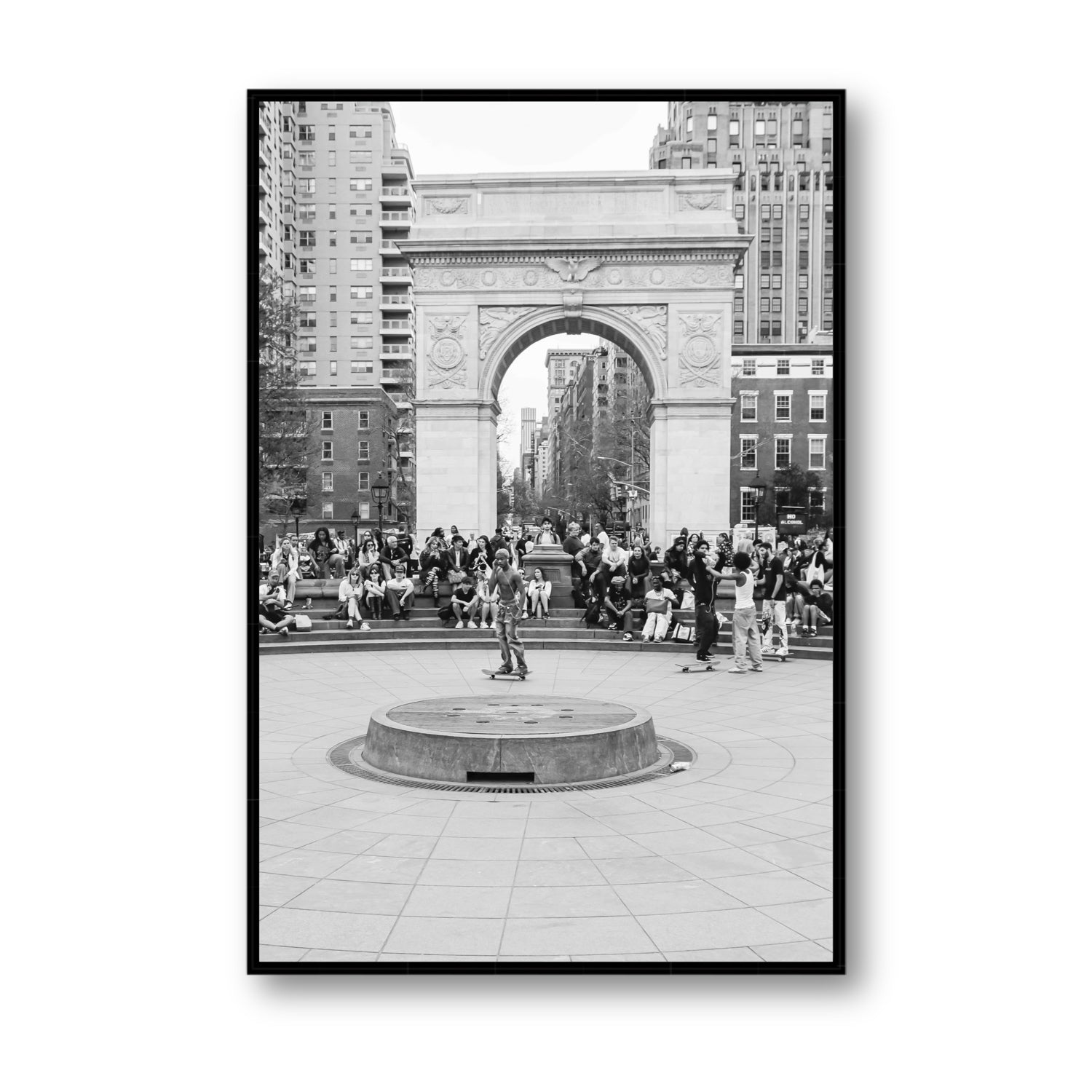 Concrete Conqueror New York NYC Skateboard wall art Statement fine art canvas in black float frame