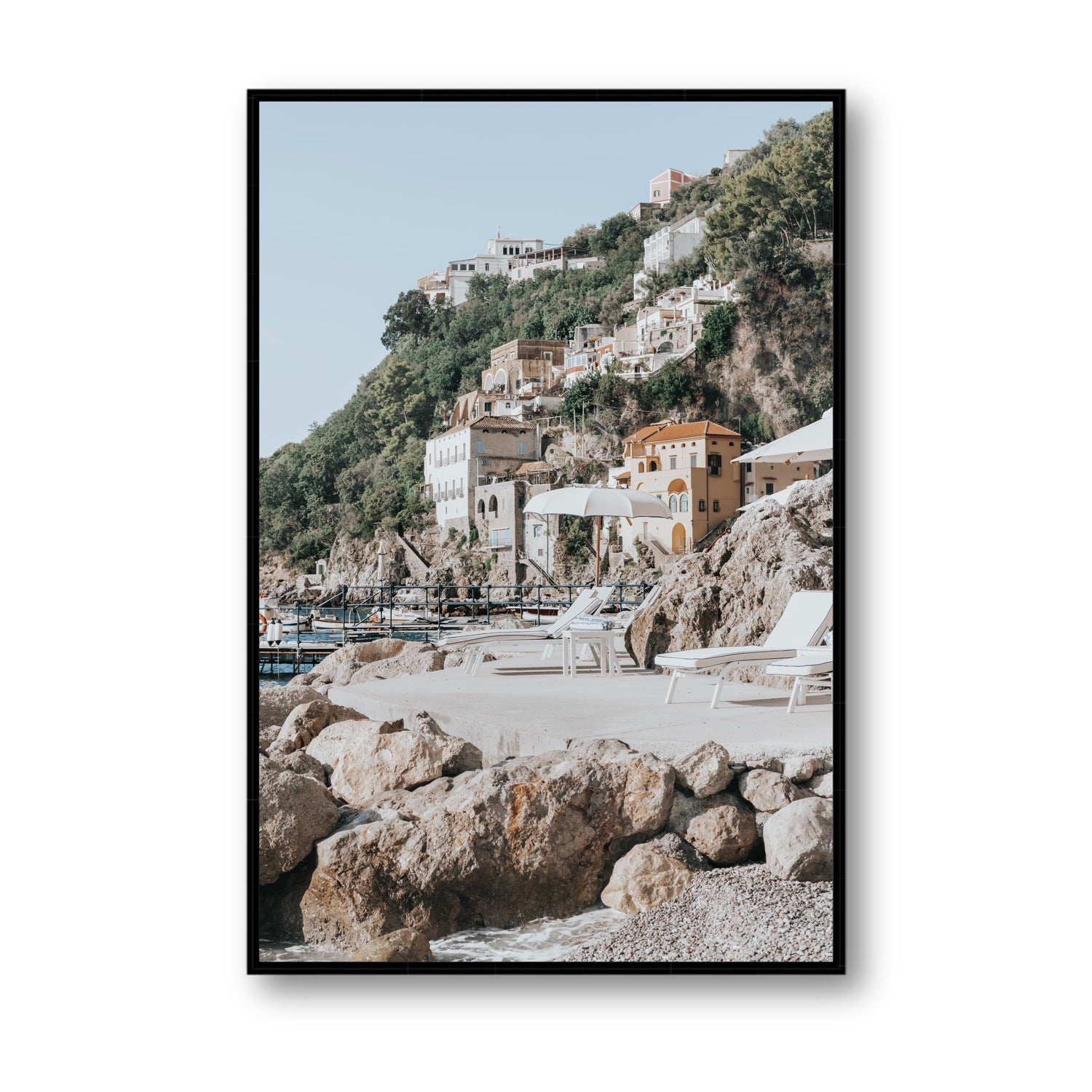Dolce Coast Amalfi travel photography wall art statement fine art canvas in black float frame