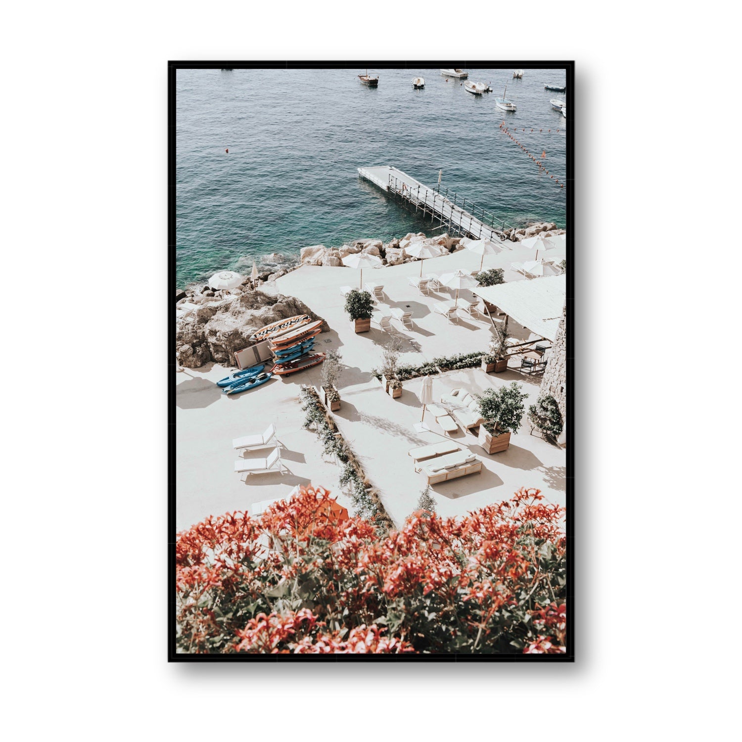 A Work of Art Amalfi coastal wall art Statement fine art canvas in black float frame