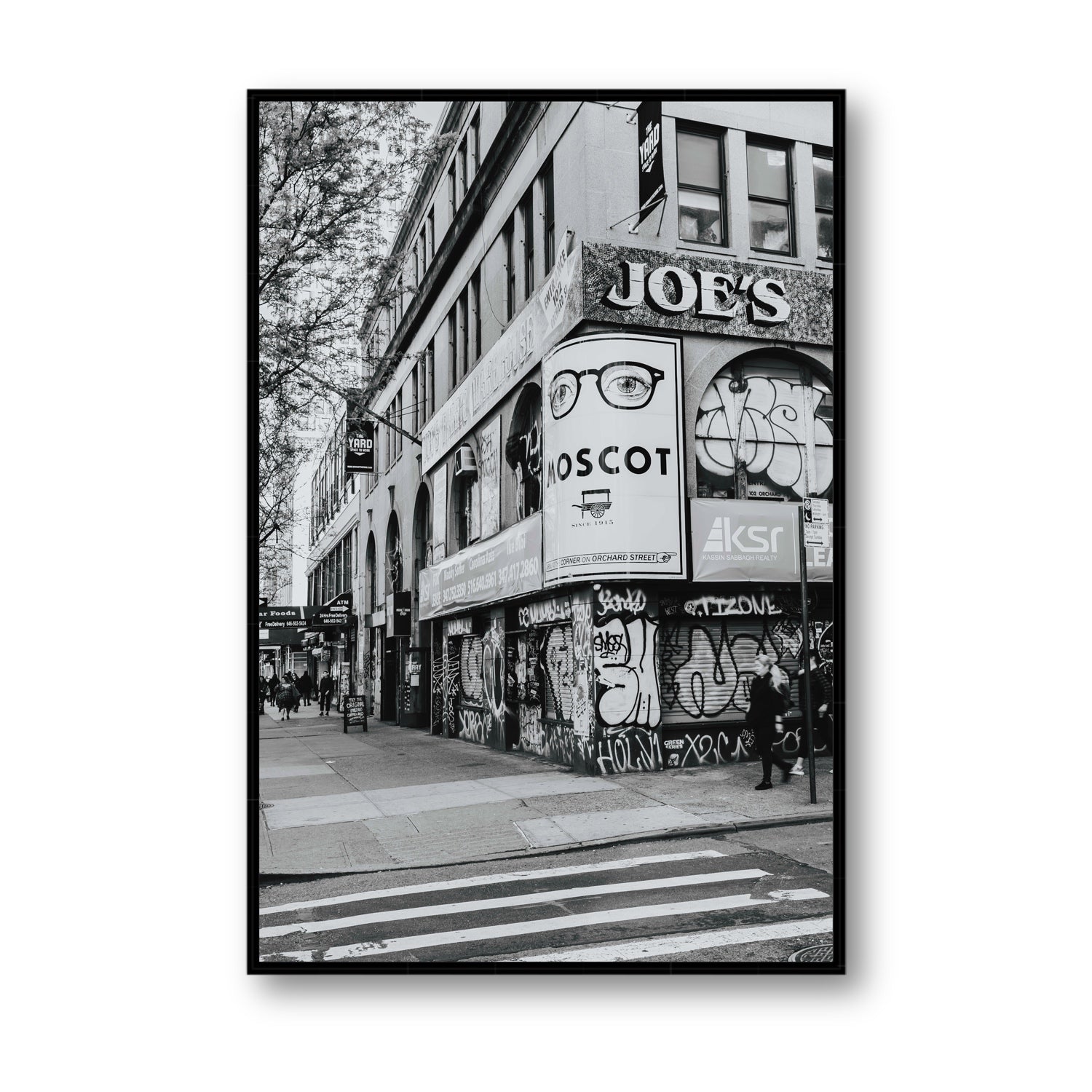 Lower East Side Murals New York NYC Black & White wall art Statement fine art canvas in black float frame