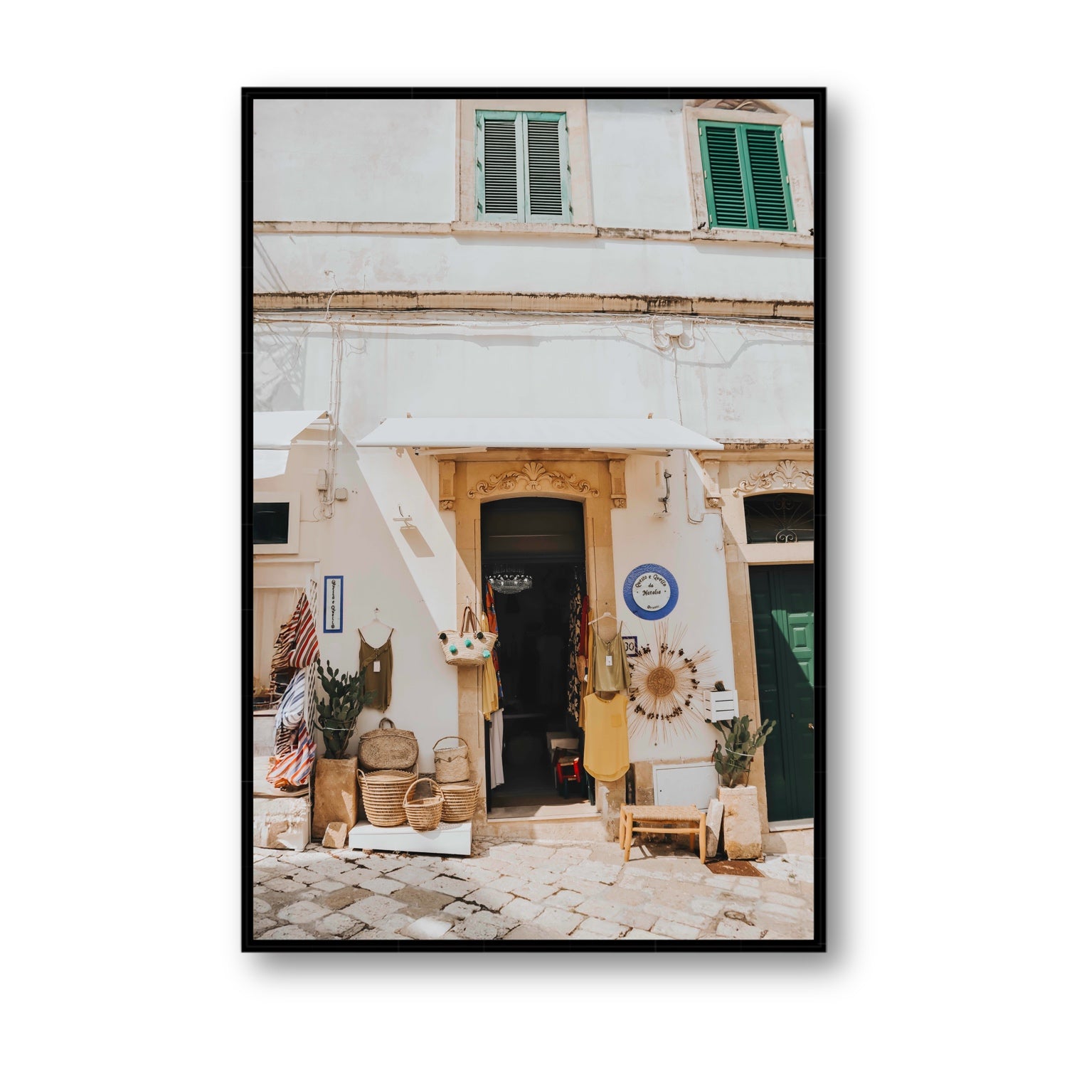 Artisan Ambience Puglia Italian wall art Statement fine art canvas in black float frame