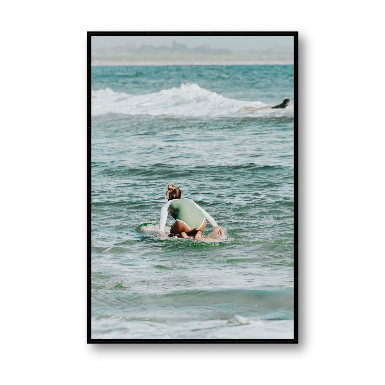 Quincy Byron Bay Surf coastal wall art Statement fine art canvas in black float frame