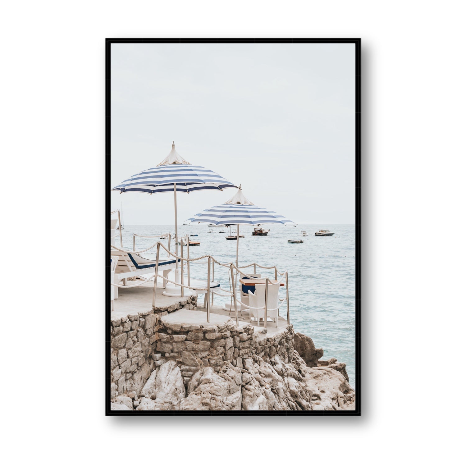 La Scogliera fine art print, Positano, Italy, Statement, Black Float Frame, Fine Art Canvas