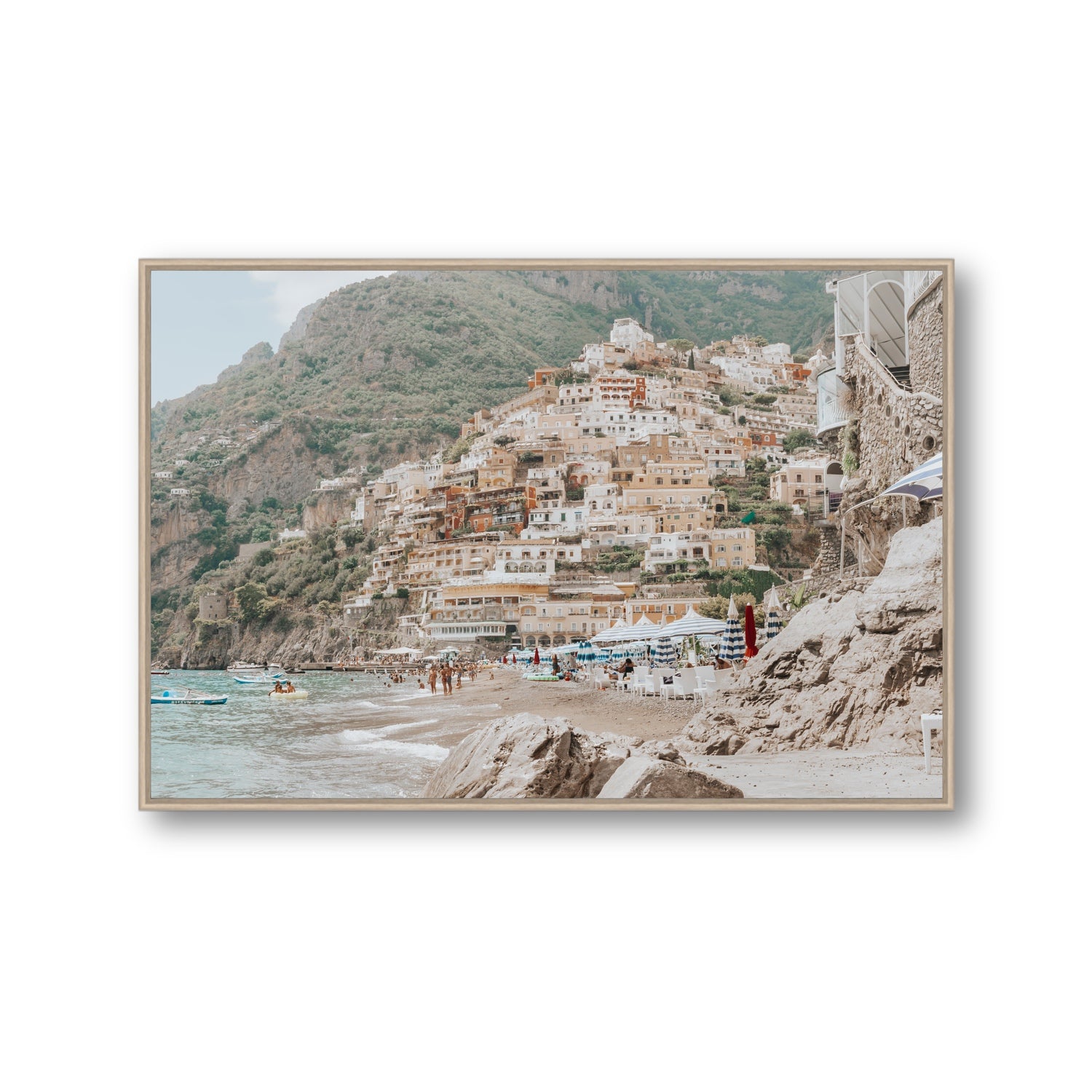 Sogno di Positano fine art print, Positano, Italy, Gallery, Natural Oak Float Frame, Fine Art Canvas