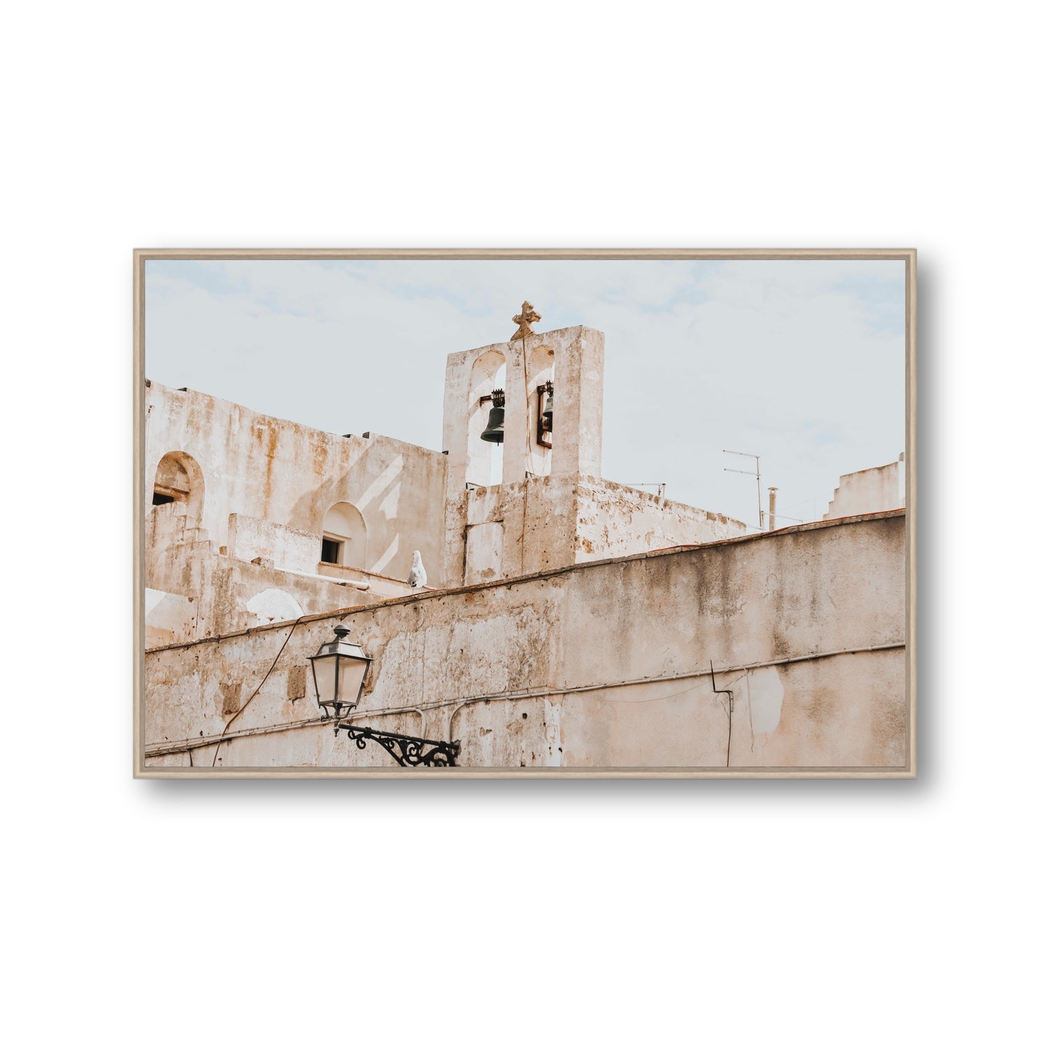 Ancient Bells Puglia Gallipoli Italian wall art Gallery fine art canvas in natural oak float frame