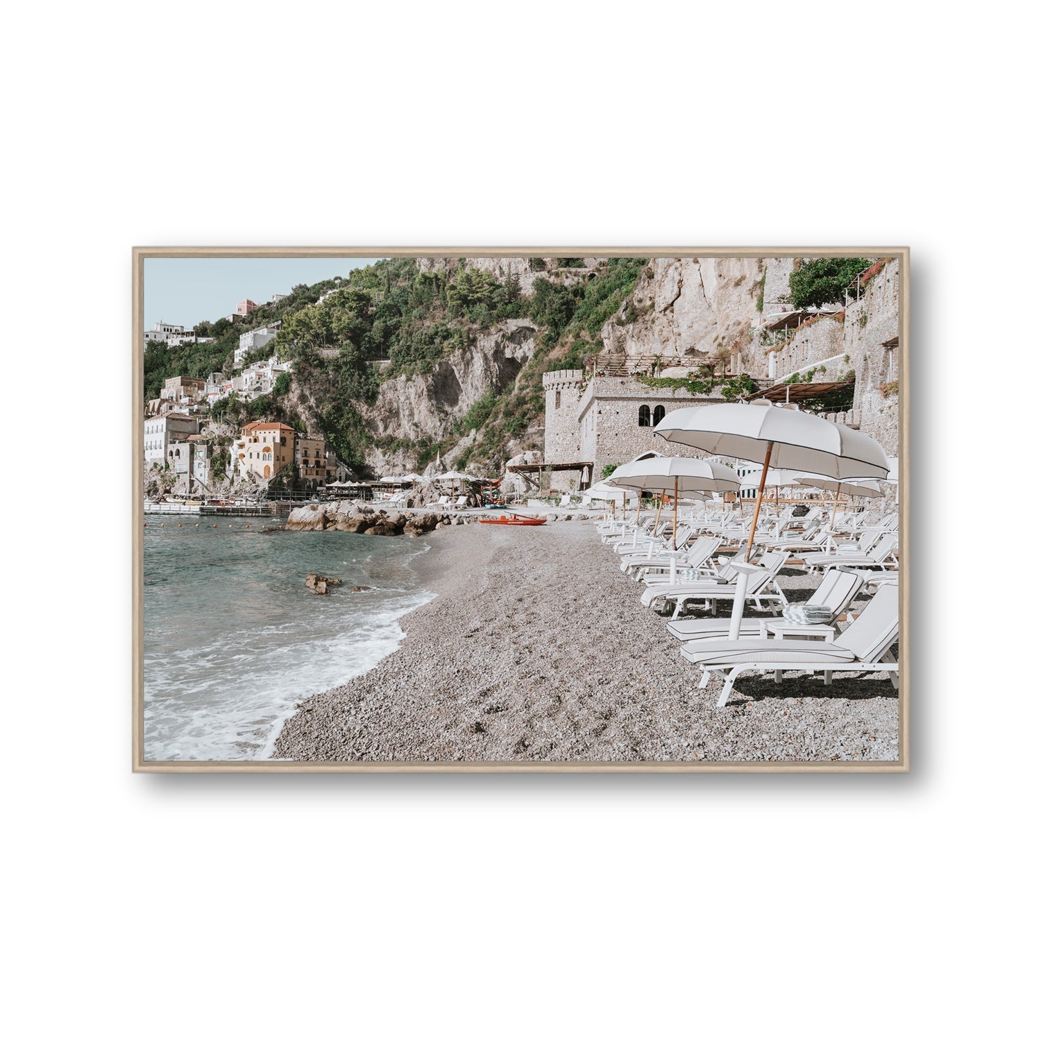 Borgo Santandrea fine art print, Amalfi, Italy, Gallery, Natural Oak Float Frame, Fine Art Canvas