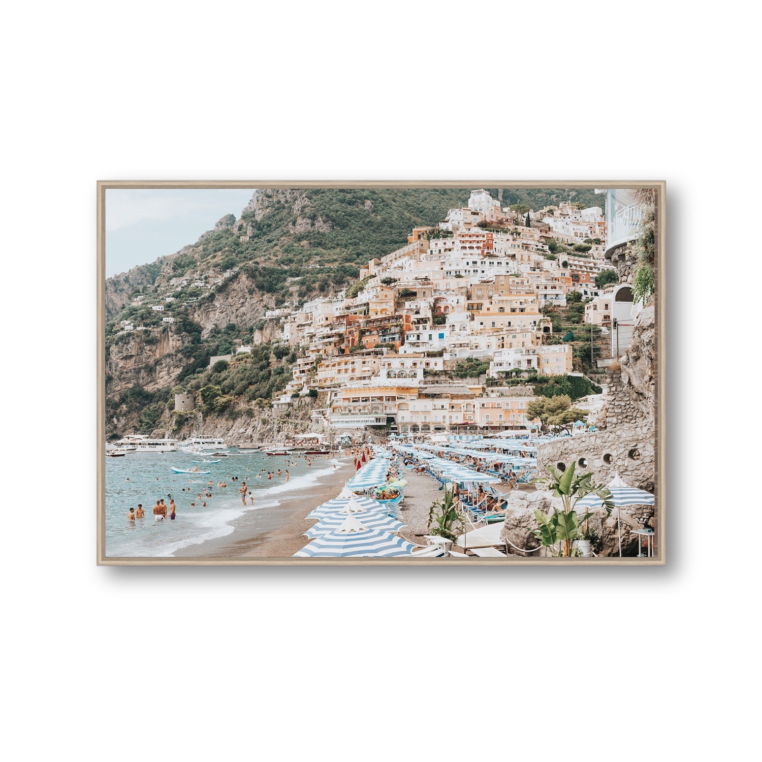 Villagio Sul Mare fine art print, Positano, Italy, Gallery, Natural Oak Float Frame, Fine Art Canvas