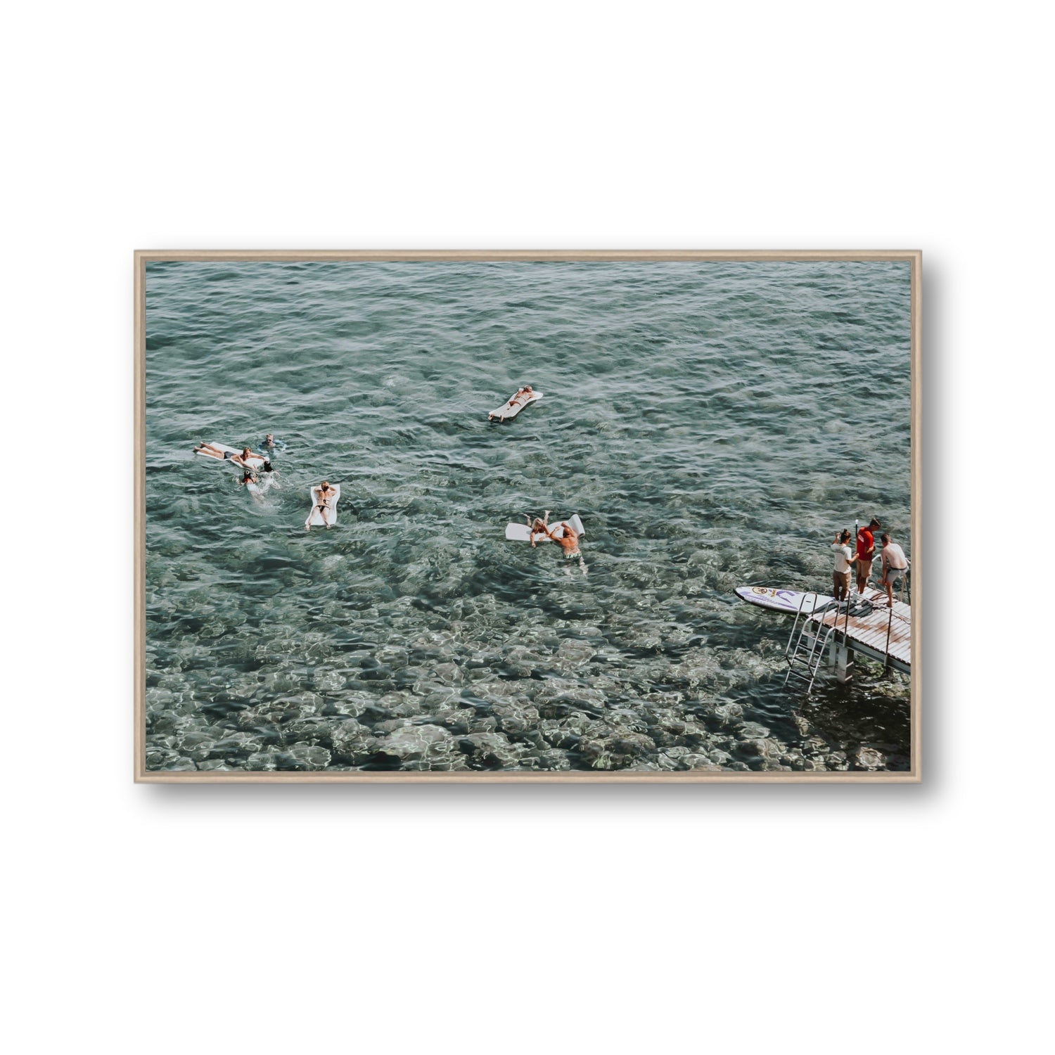 Having A Whale Of A Time Tuscany coastal wall art Gallery fine art canvas in natural oak float frame