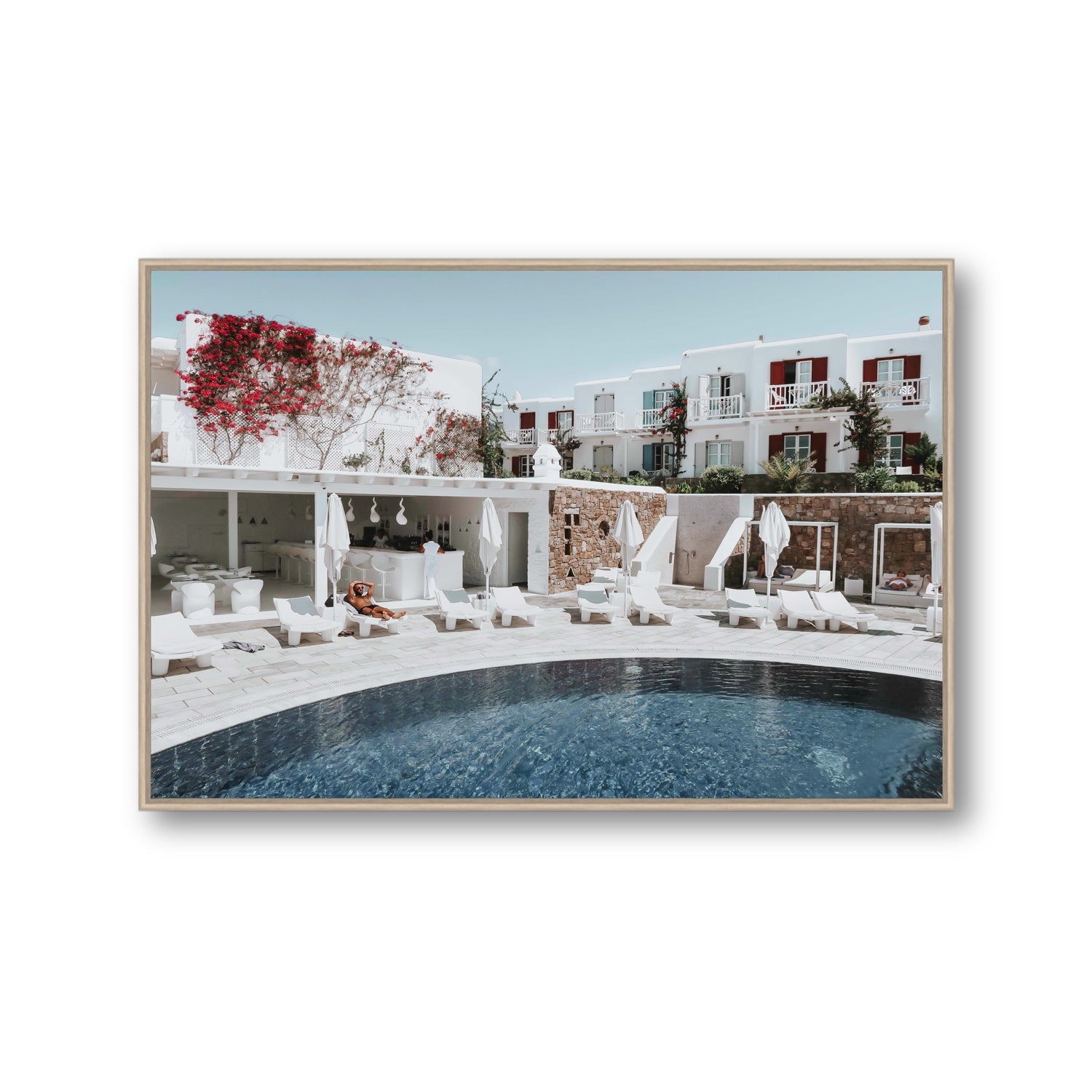 Got The First Lounge fine art print, Mykonos, Greece, Gallery, Natural Oak Float Frame, Fine Art Canvas
