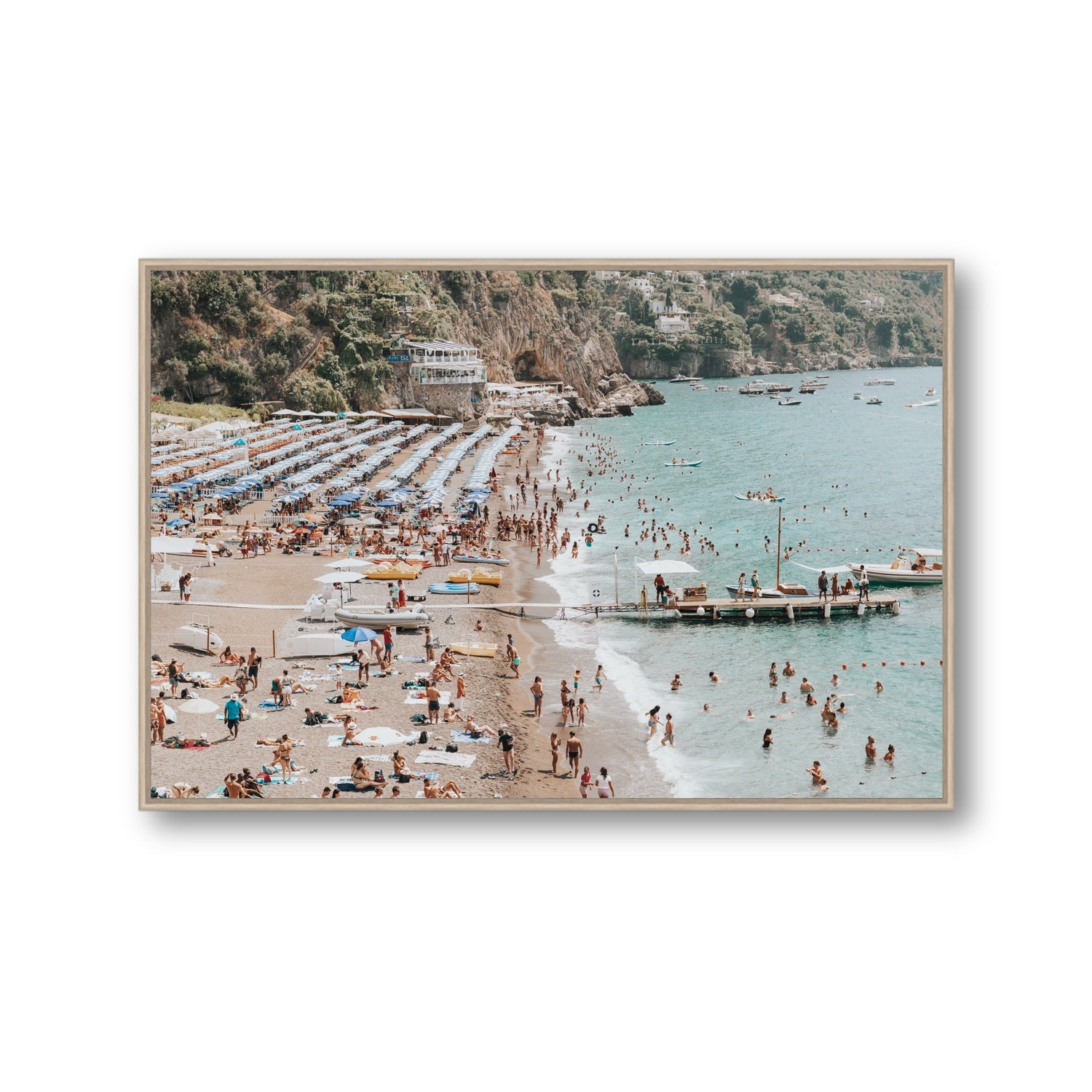 Vista Costiera fine art print, Positano, Italy, Gallery, Natural Oak Float Frame, Fine Art Canvas