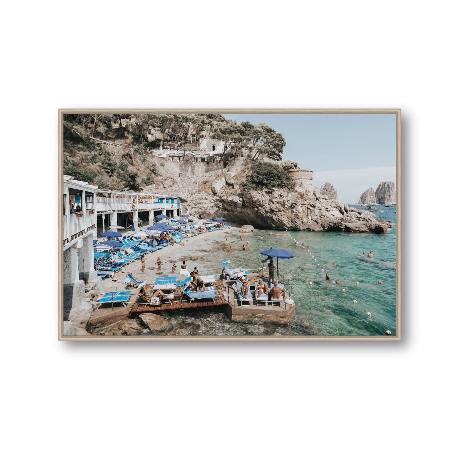 Vita Bella fine art print, Capri, Italy, Gallery, Natural Oak Float Frame, Fine Art Canvas