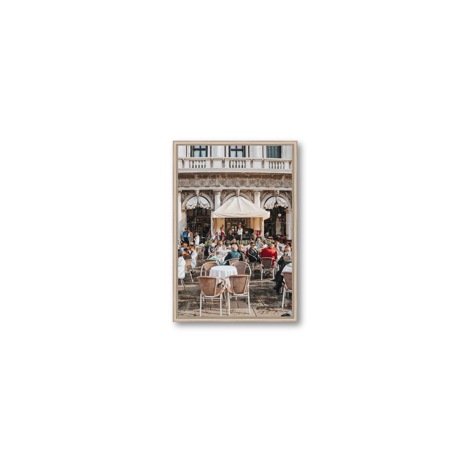Piazza San Marco Venice Italian wall art Small fine art canvas in natural oak float frame