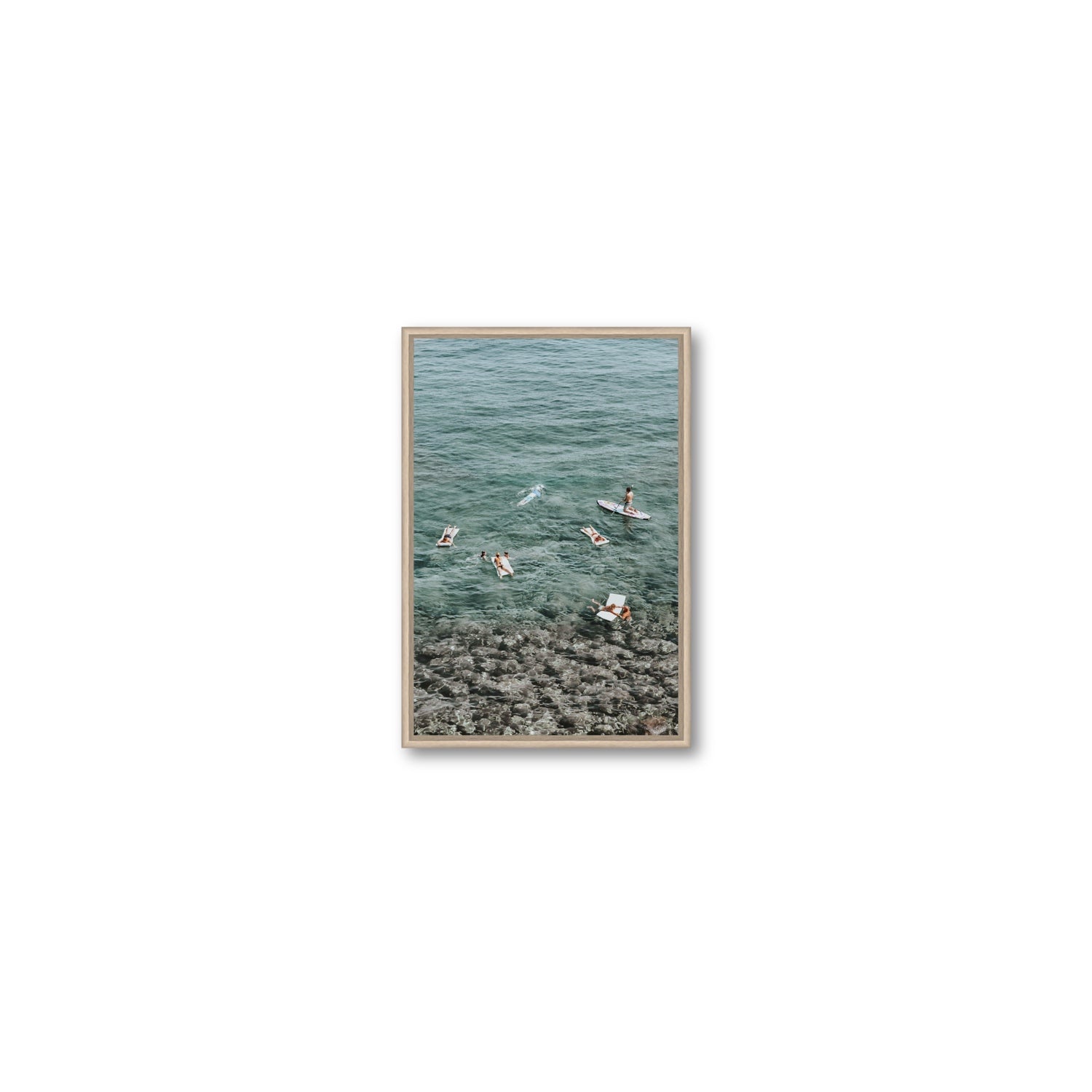 The Big Chill Tuscany coastal Italian wall art Small fine art canvas in natural oak float frame