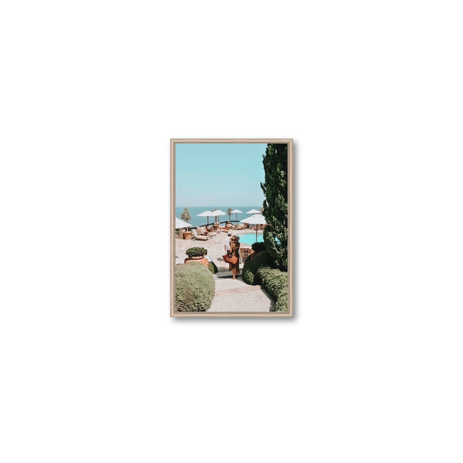 The World Is Your Catwalk Tuscany coastal wall art Small fine art canvas in natural oak float frame