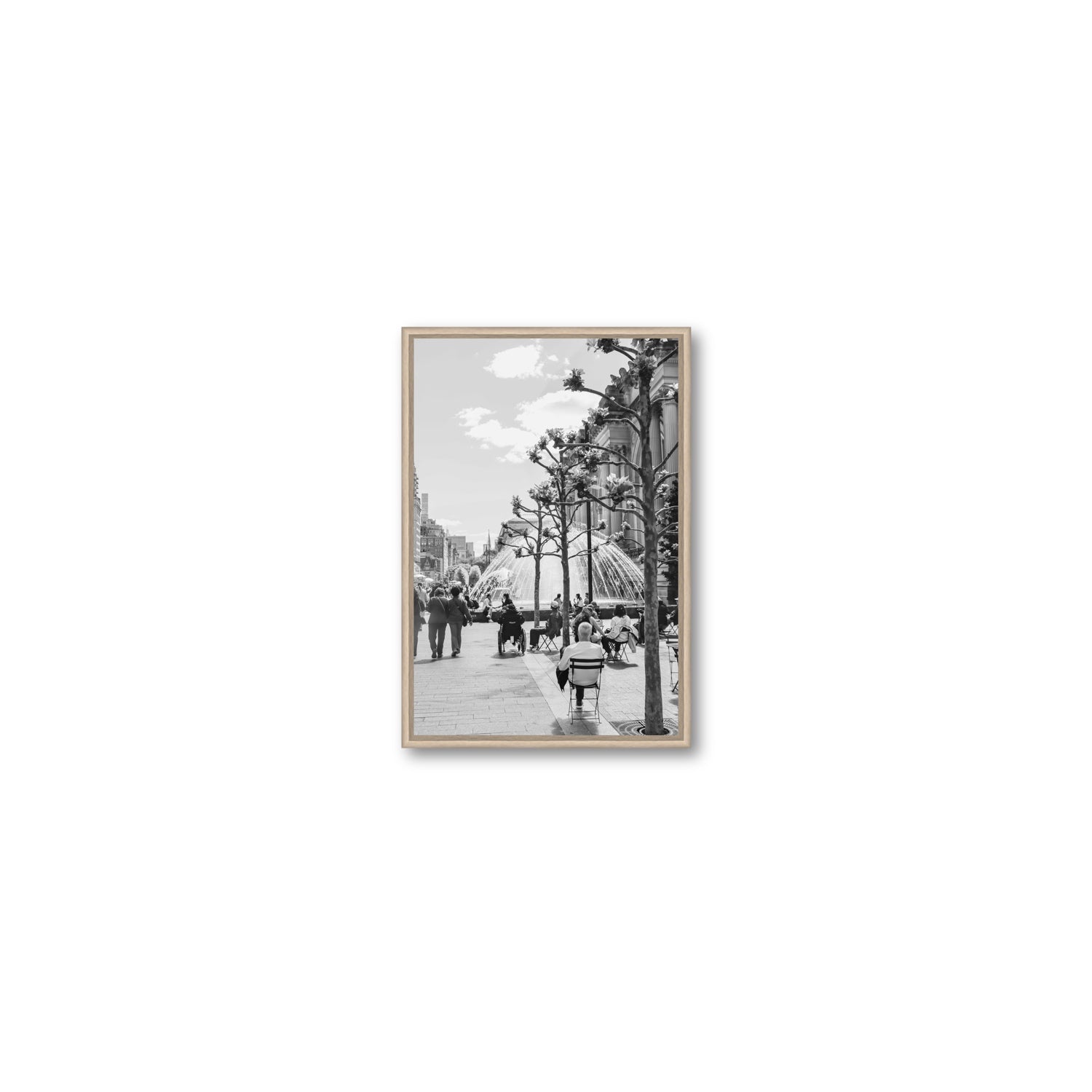 Luminary Noir New York NYC Black & White wall art Small fine art canvas in natural oak float frame