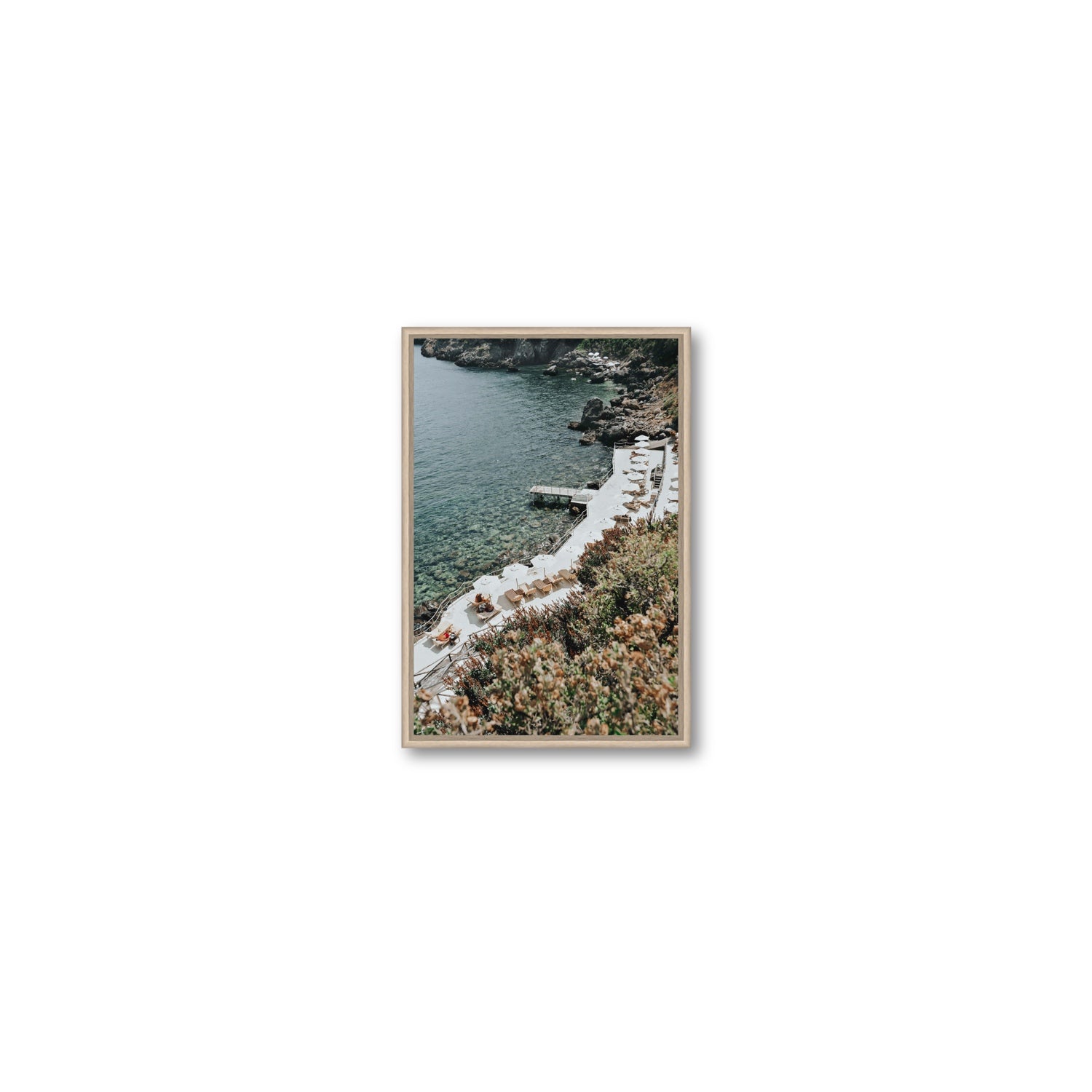 Go Beyond The Postcard Tuscany coastal wall art Small fine art canvas in natural oak float frame