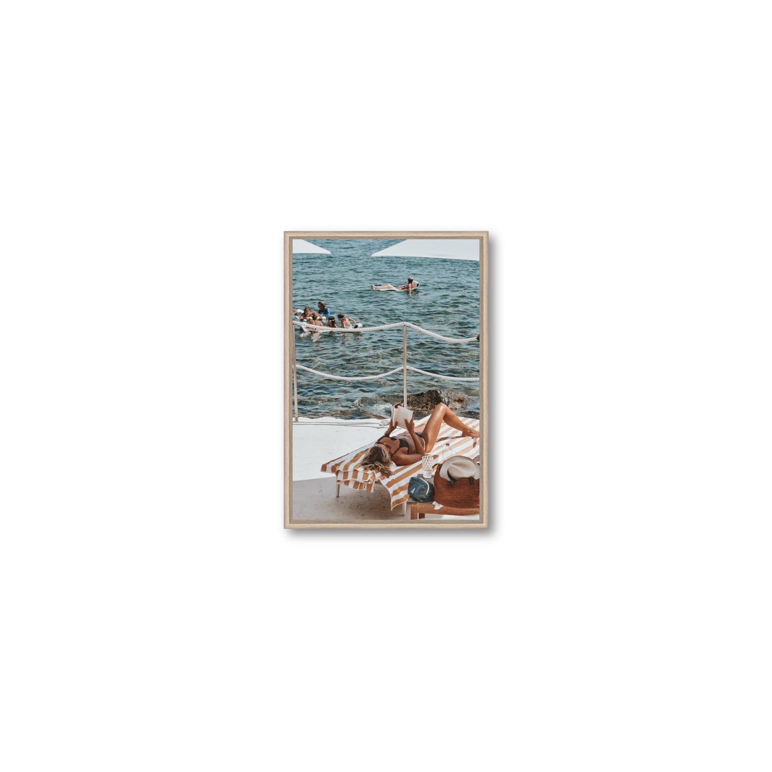 Cloud Nine Tuscany Italian decor wall art Small fine art canvas in natural oak float frame