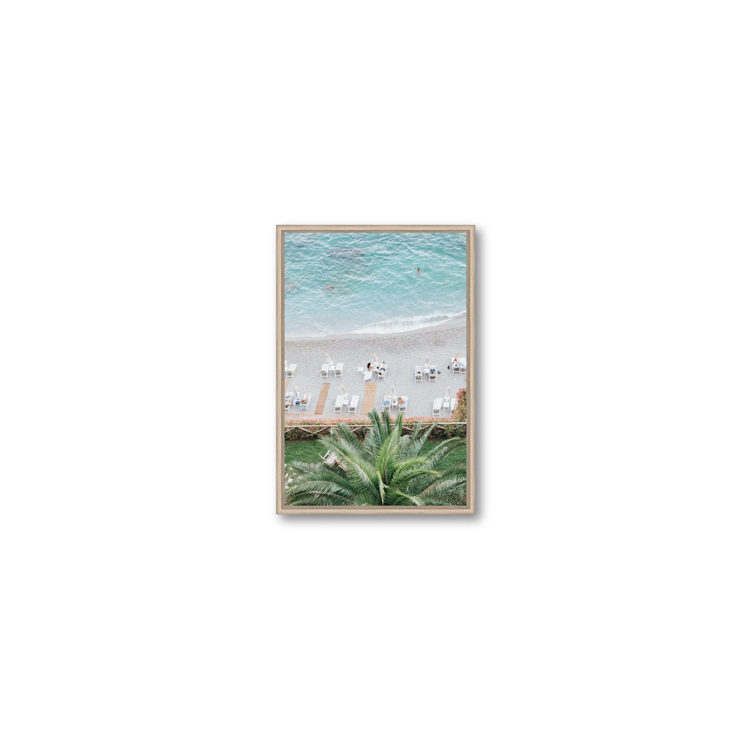 Paradiso Amalfi Mediterranean wall art Small fine art canvas in natural oak float frame