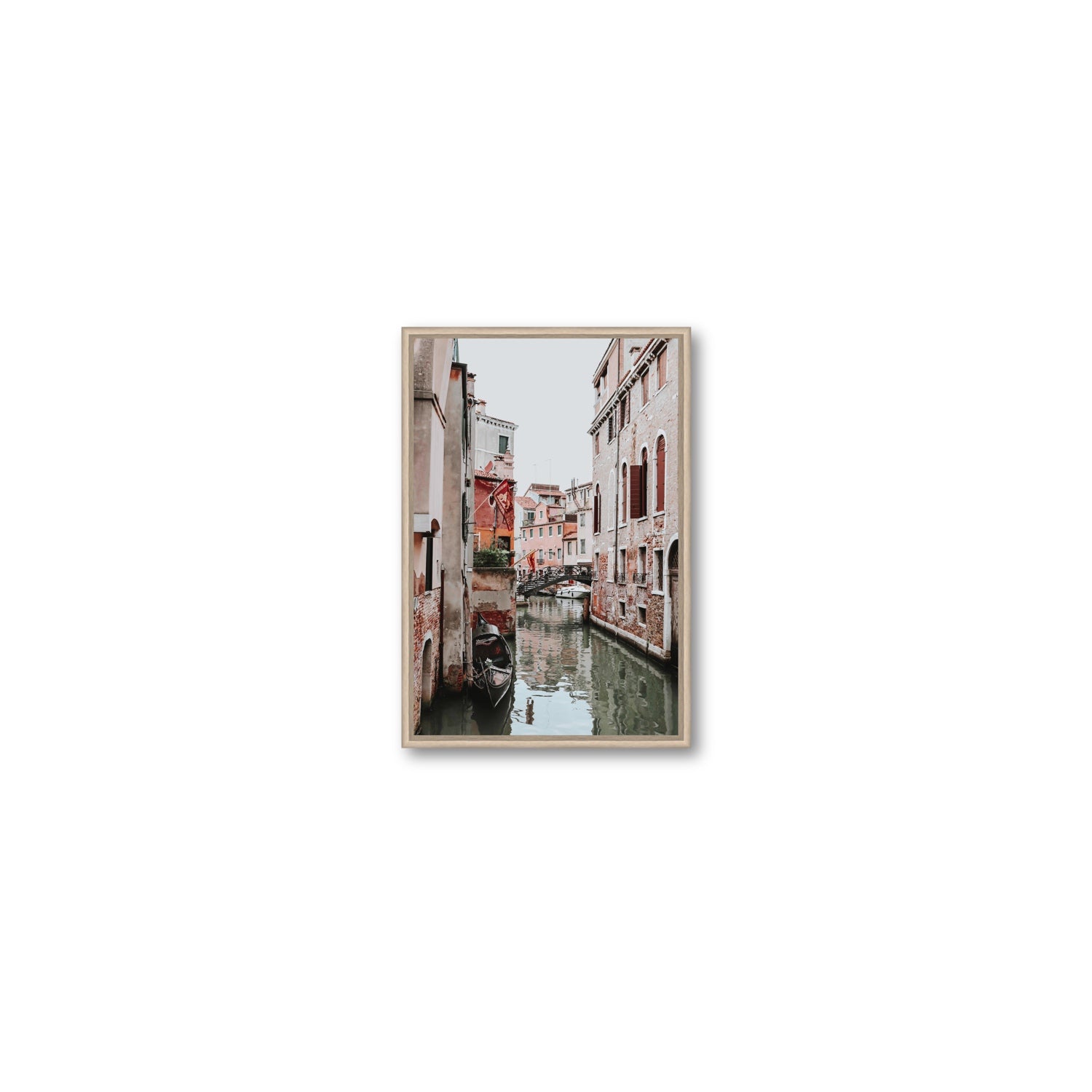 Laguna Veneta Venice Italian wall art Small fine art canvas in natural oak float frame