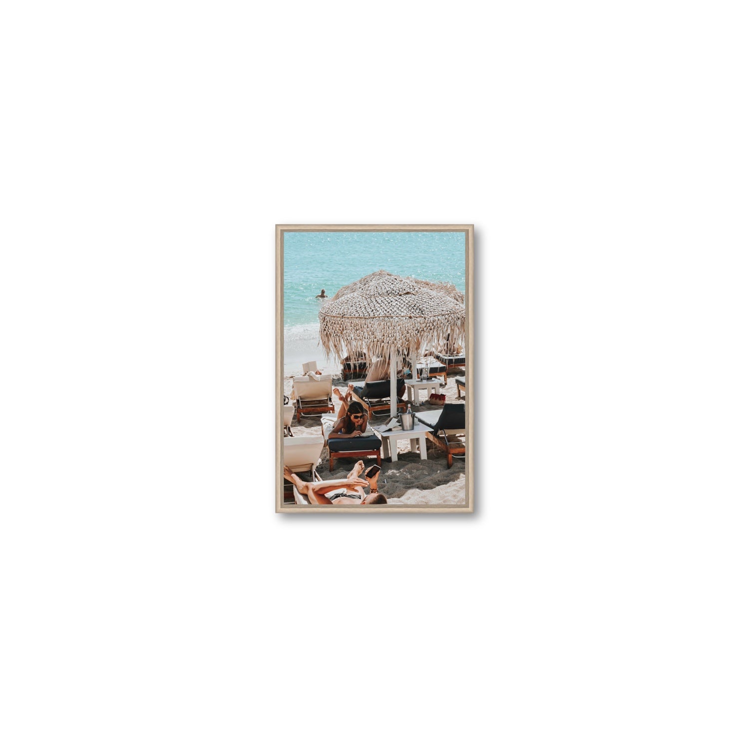 In The Zone Mykonos Greek island wall art Small fine art canvas in natural oak float frame