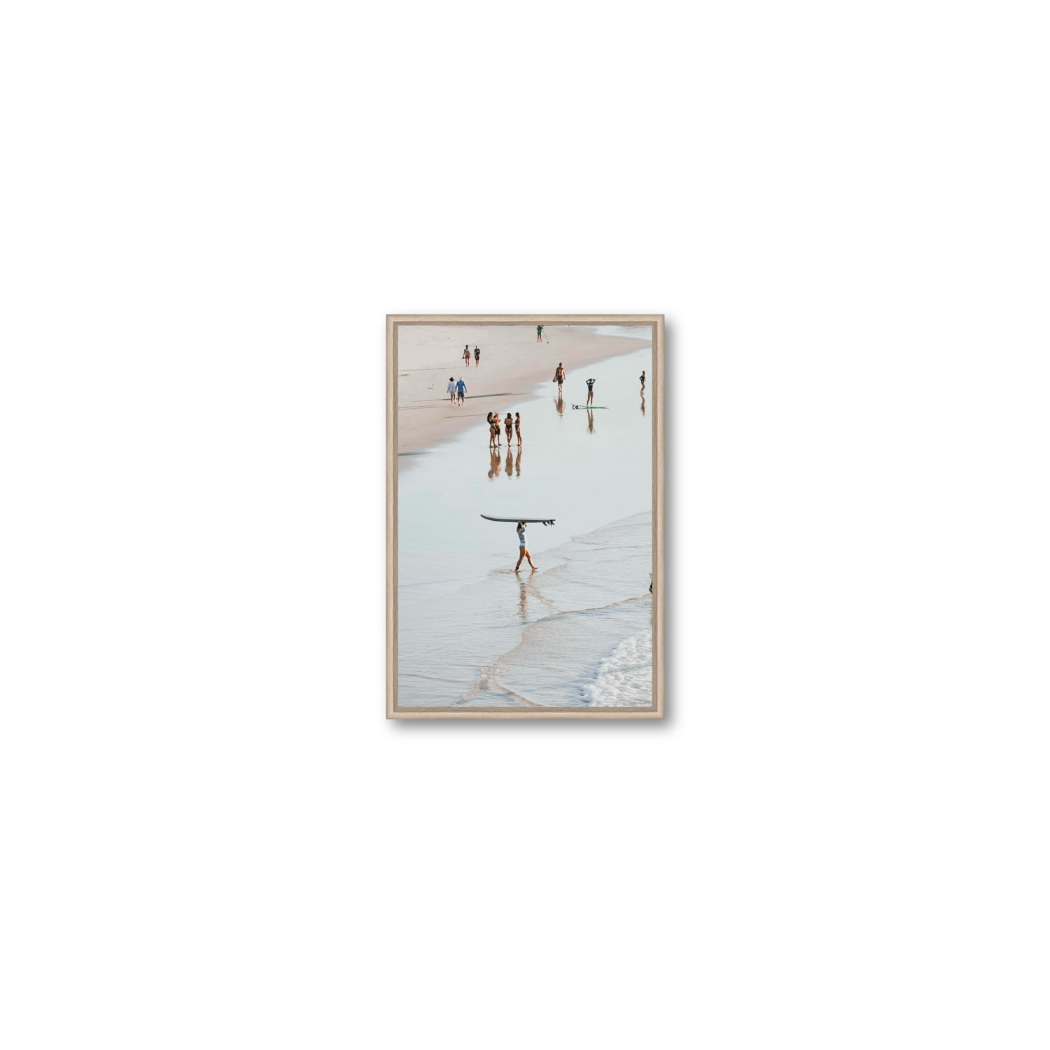 Bailey Byron Bay beach coastal decor wall art Small fine art canvas in natural oak float frame