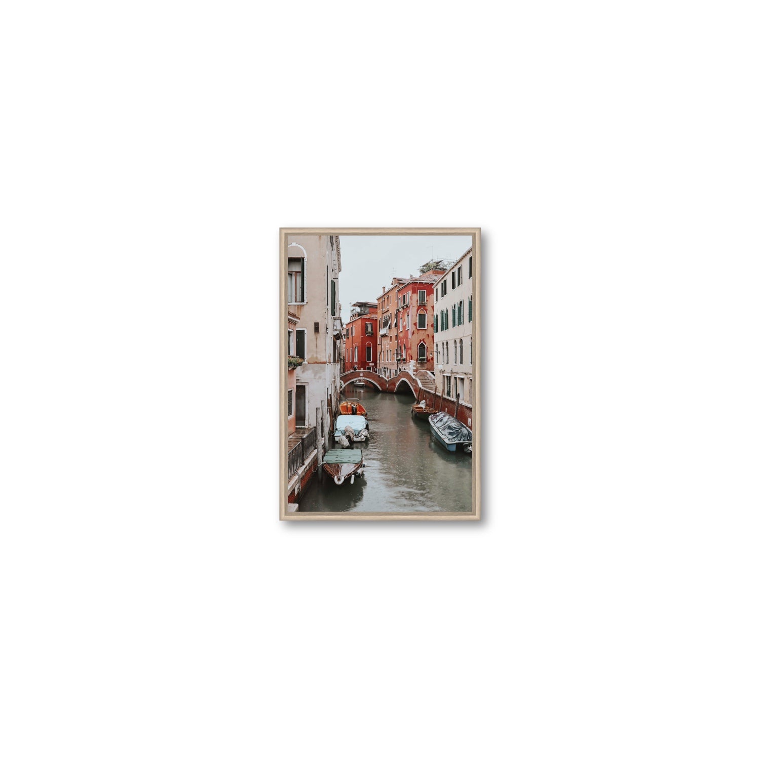 City of Water Venice Italian Mediterranean decor wall art Small fine art canvas in natural oak float frame
