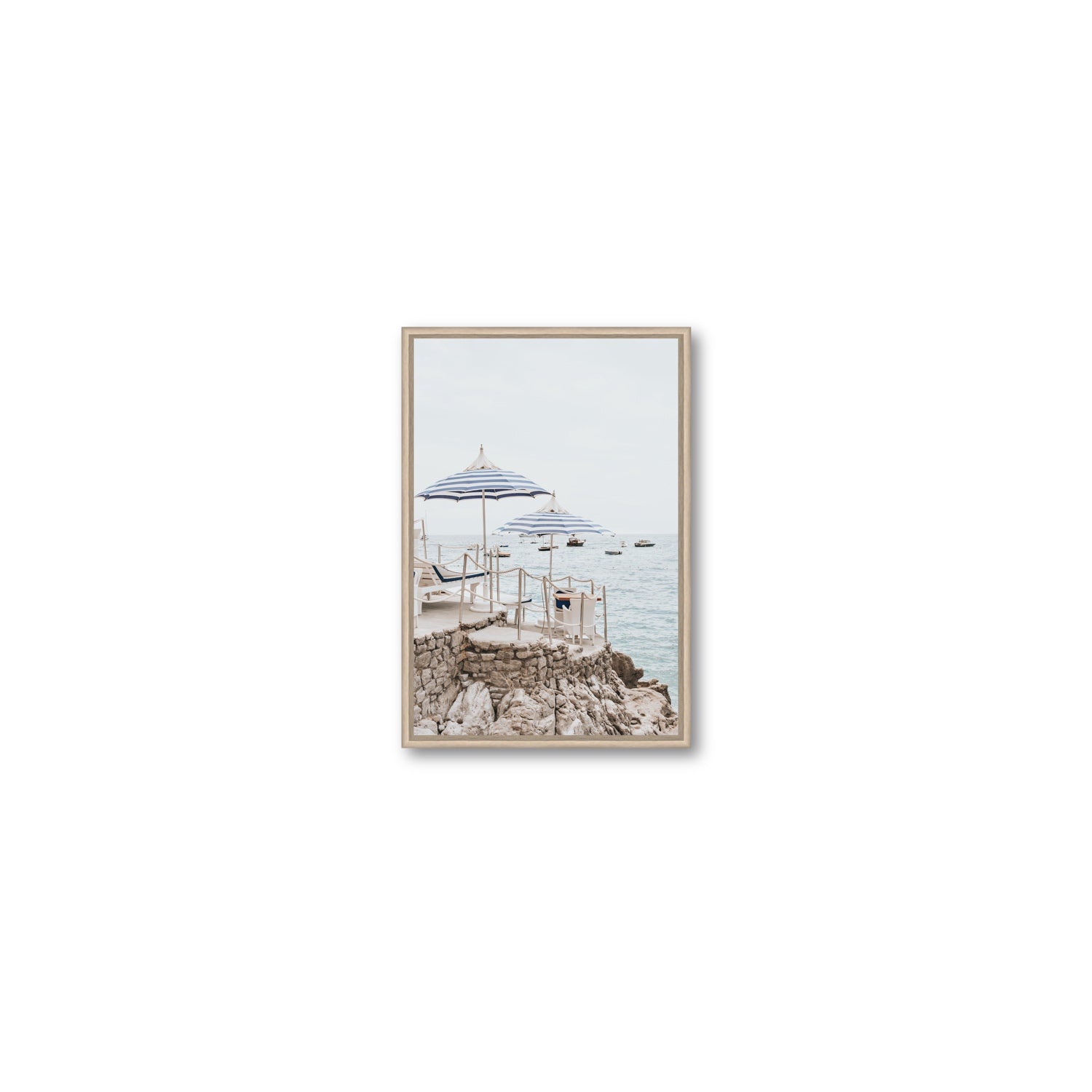 La Scogliera fine art print, Positano, Italy, Small, Natural Oak Float Frame, Fine Art Canvas