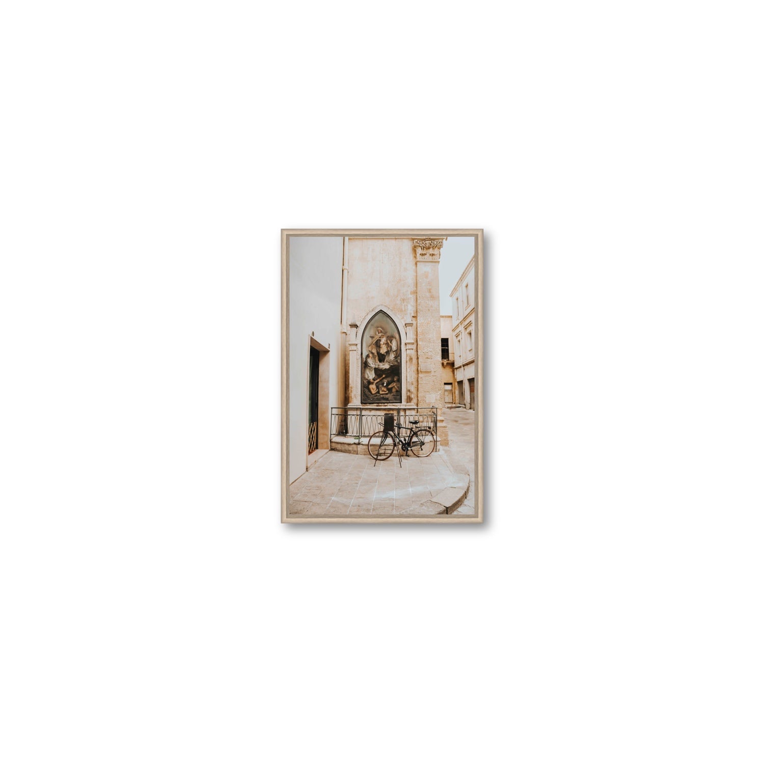 La Chiesa Puglia Otranto Italian wall art Small fine art canvas in natural oak float frame