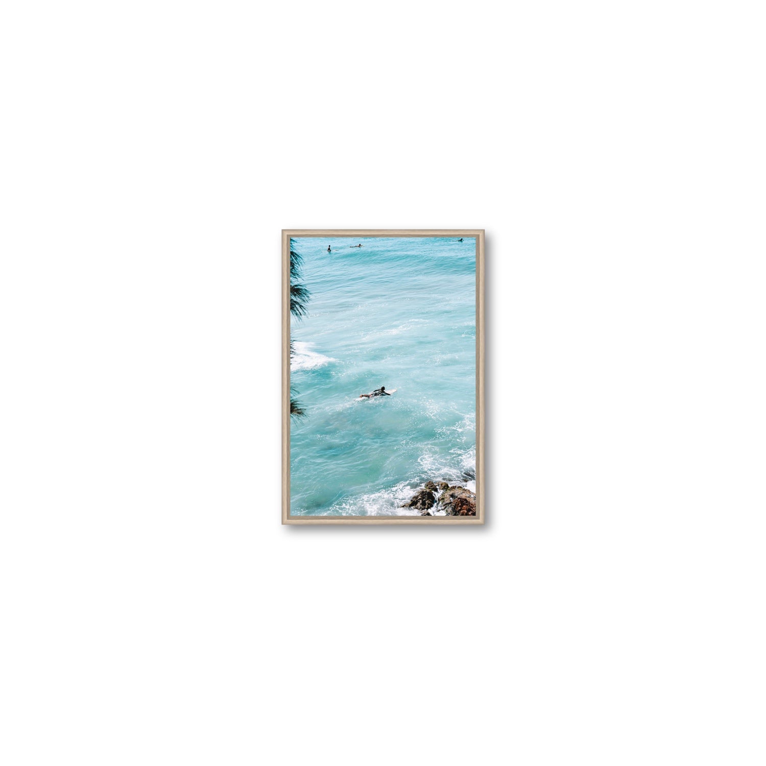 Blue Crush fine art print, Byron Bay, Australia, Small, Natural Oak Float Frame, Fine Art Canvas