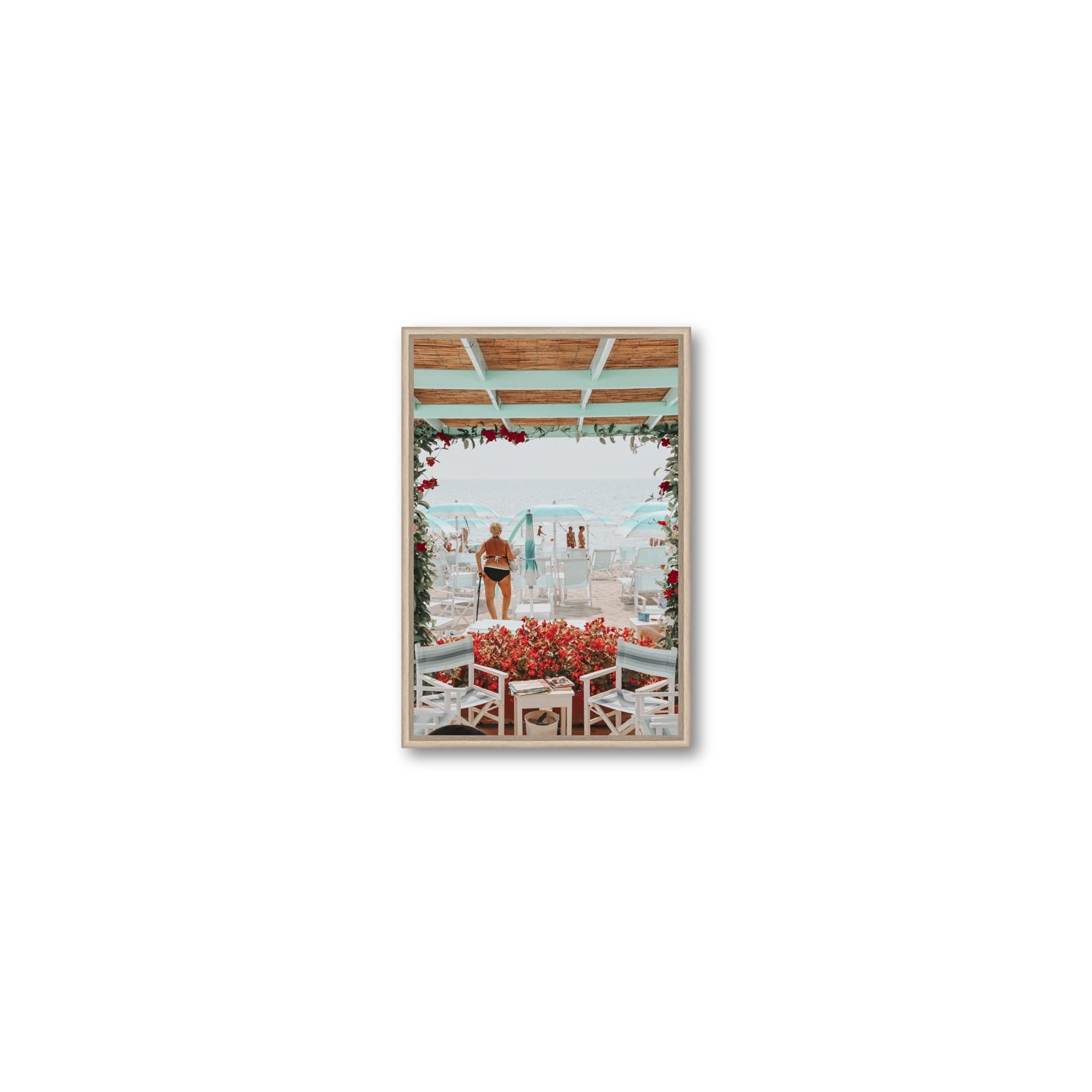 Nonna's Italian Escape Alassio Italian wall art Small fine art canvas in natural oak float frame
