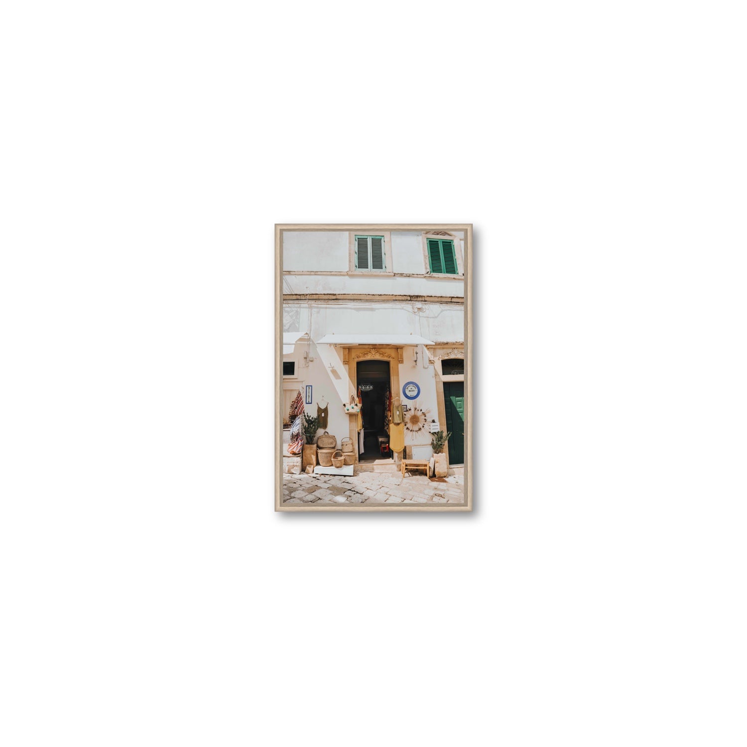Artisan Ambience Puglia Italian wall art Small fine art canvas in natural oak float frame