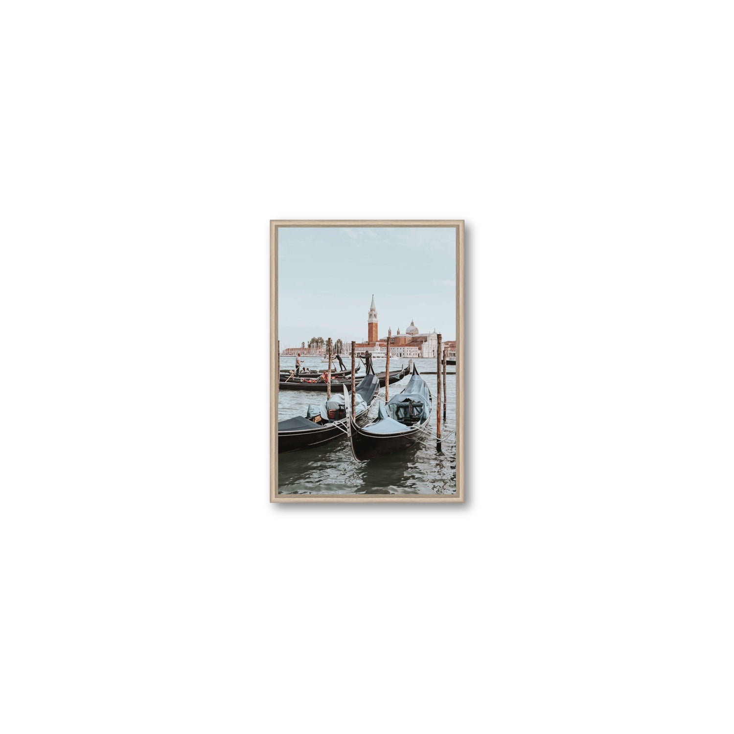 Italian Commute Venice Italian Mediterranean decor wall art Small fine art canvas in natural oak float frame