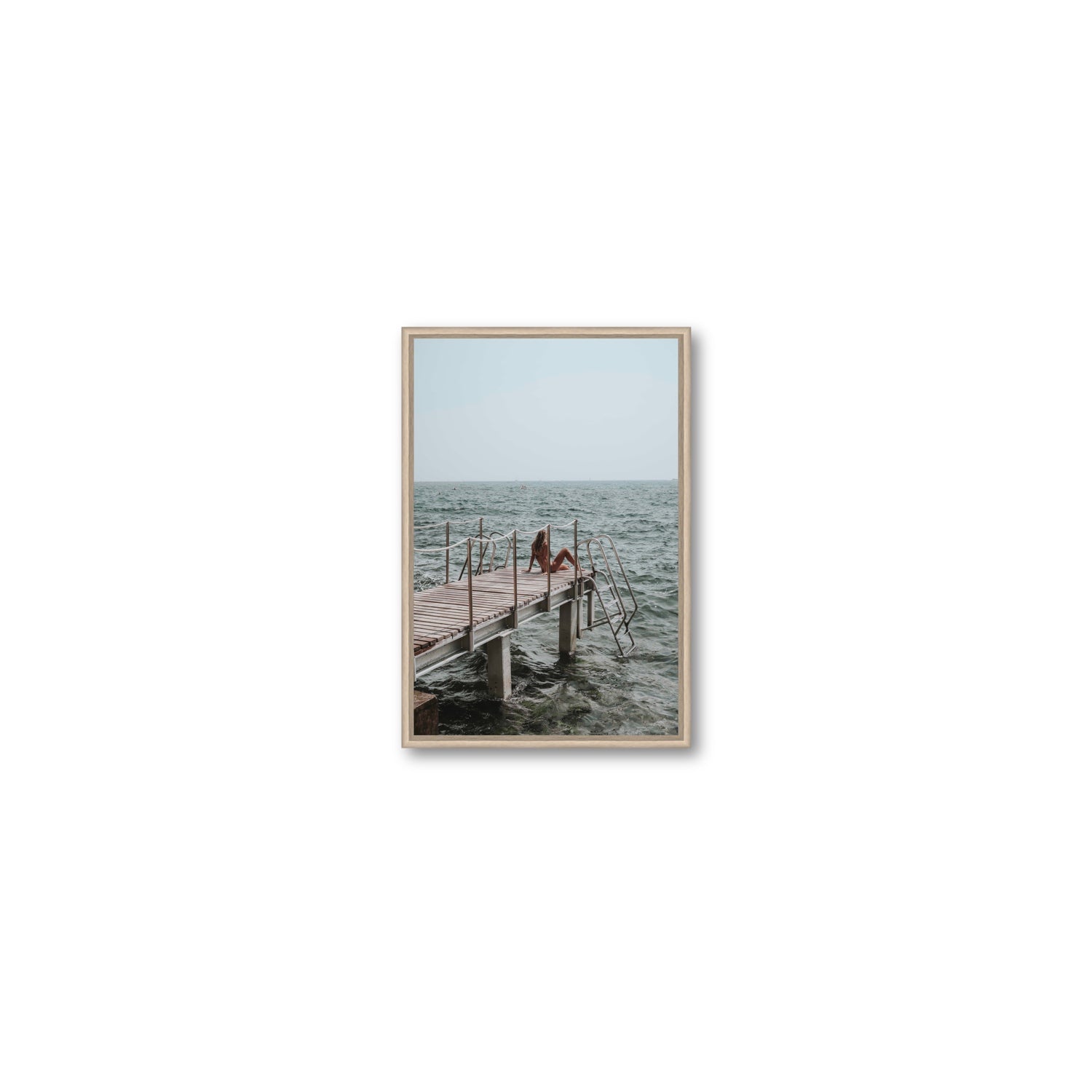 The Dock's Whisper fine art print, Tuscany, Italy, Small, Natural Oak Float Frame, Fine Art Canvas