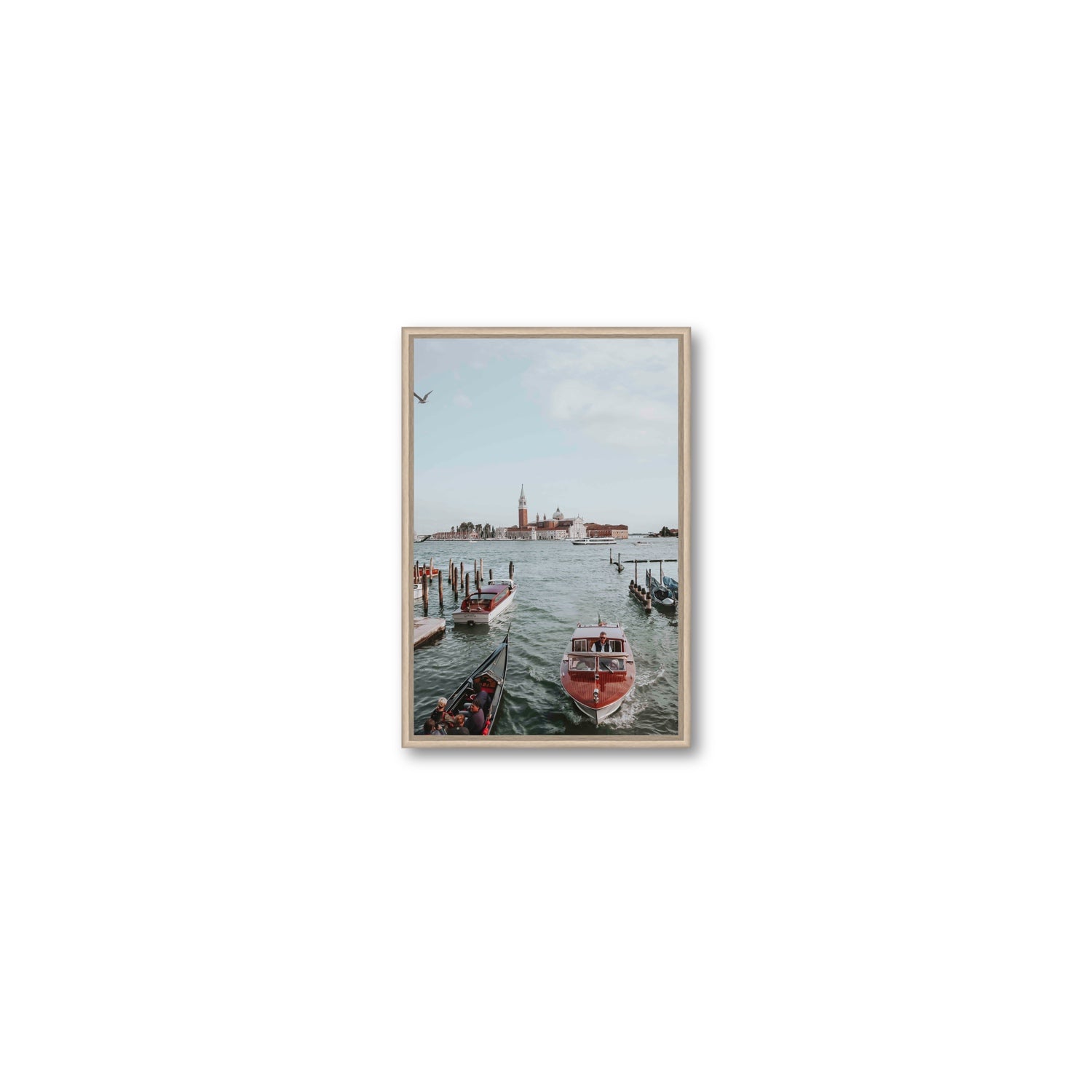 Galleggiante Venice Italian wall art Small fine art canvas in natural oak float frame
