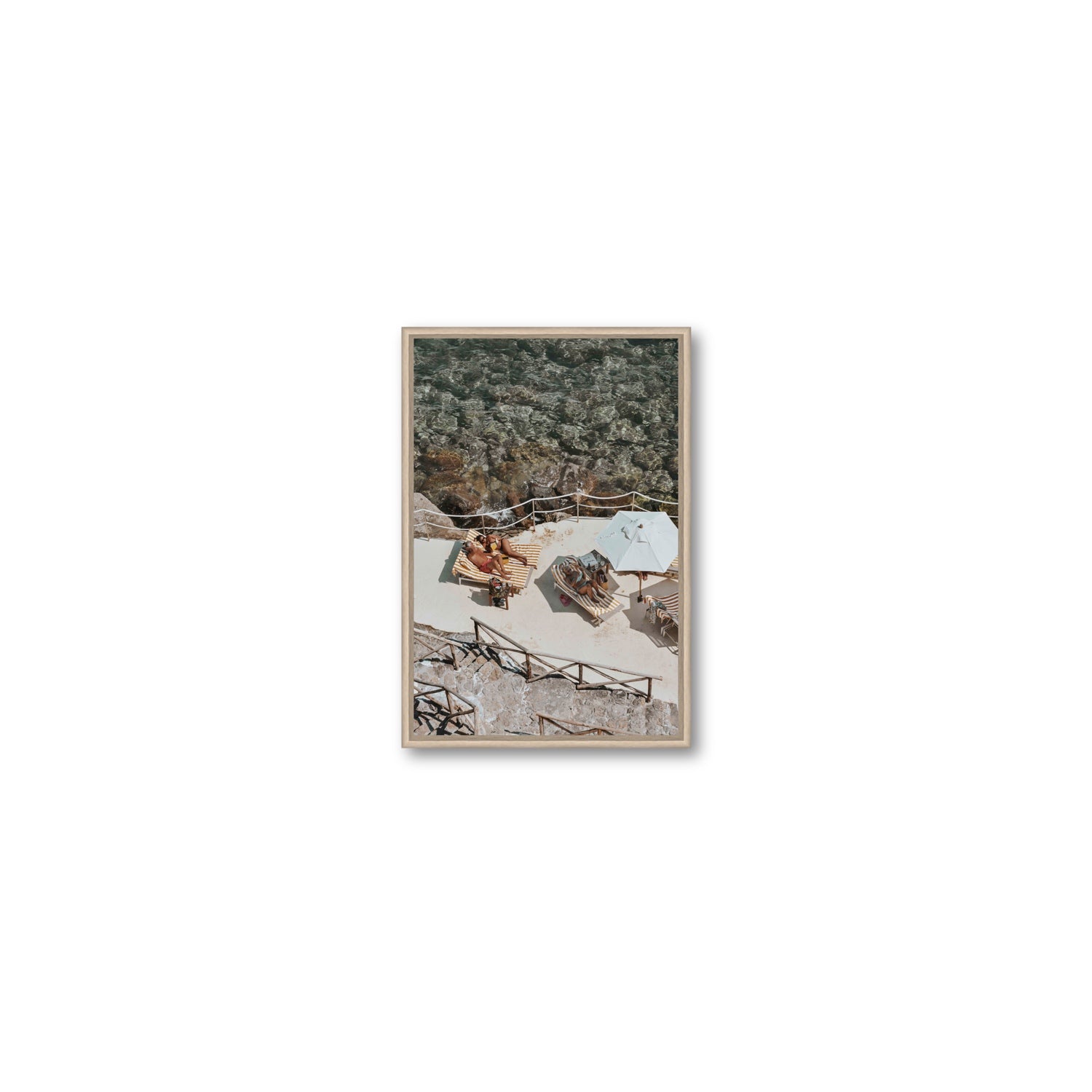 Lounge Lizards Tuscany Italian decor wall art Small fine art canvas in natural oak float frame