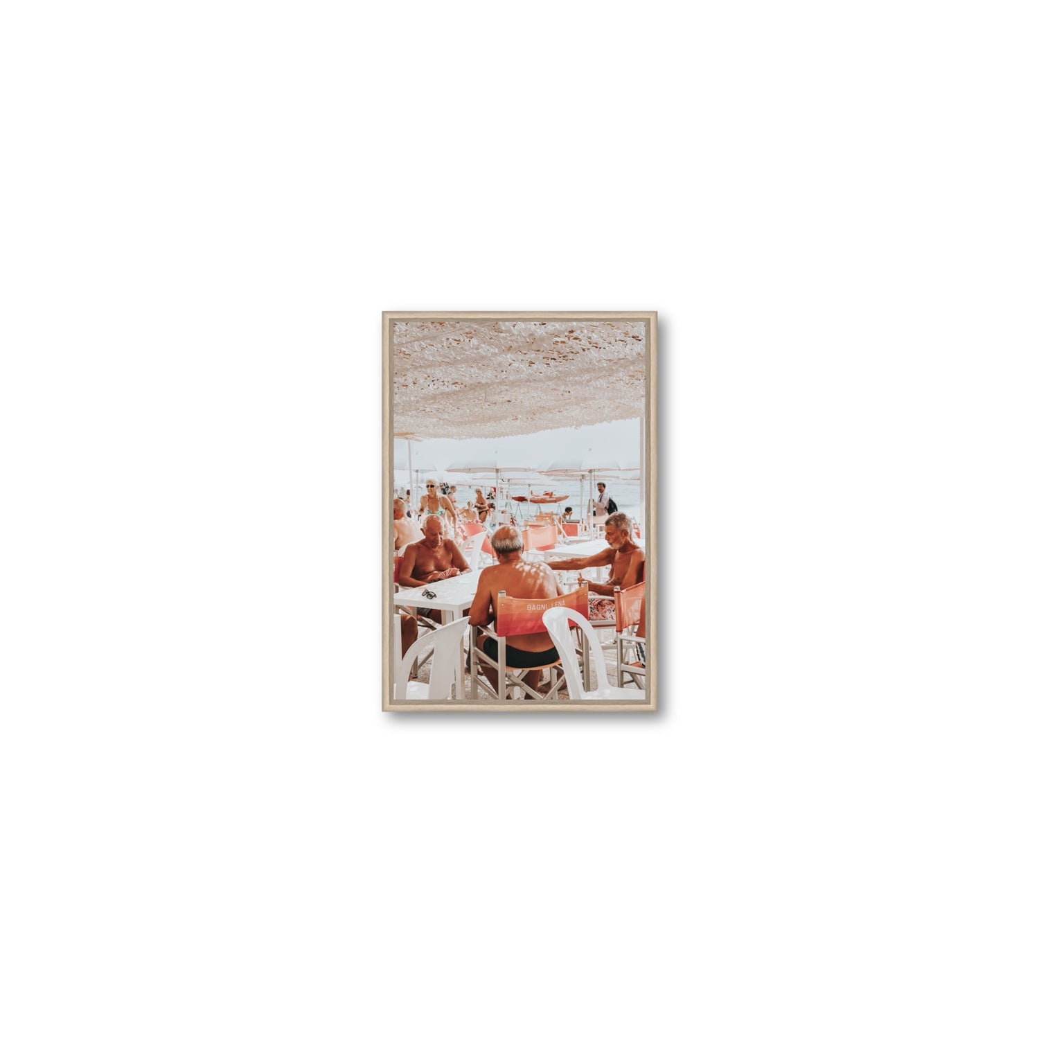 The Players fine art print, Alassio, Italy, Small, Natural Oak Float Frame, Fine Art Canvas