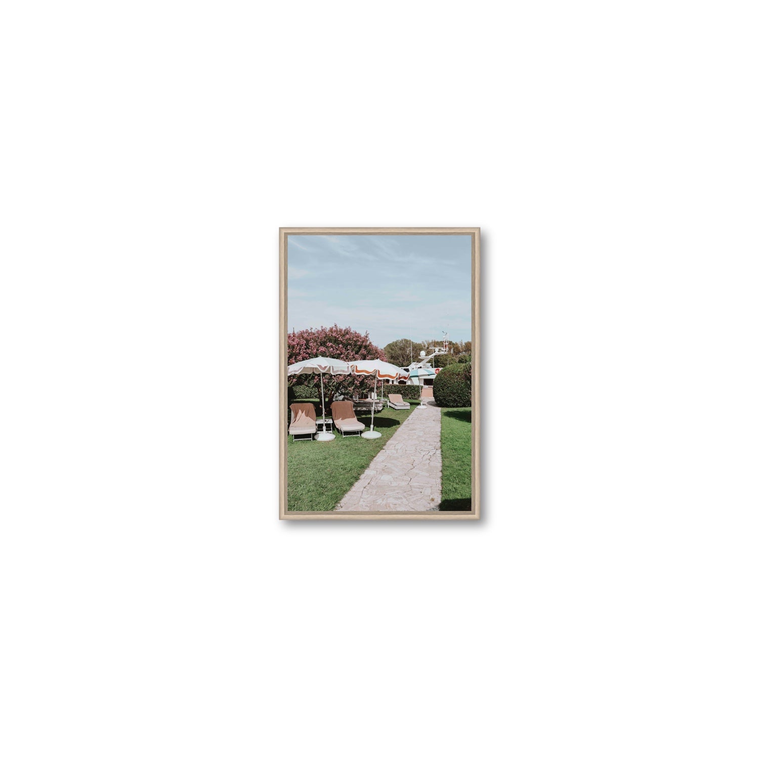 A Bellini Awaits Venice Italian wall art Small fine art canvas in natural oak float frame