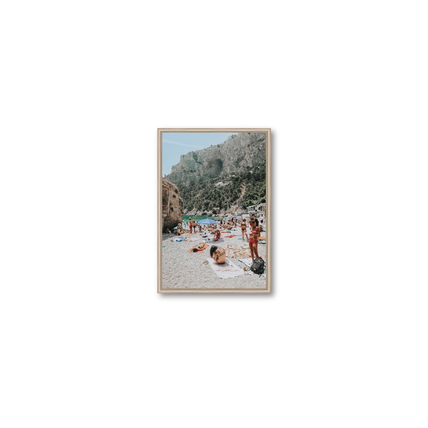 Marina Piccola Capri Mediterranean wall art Small fine art canvas in natural oak float frame