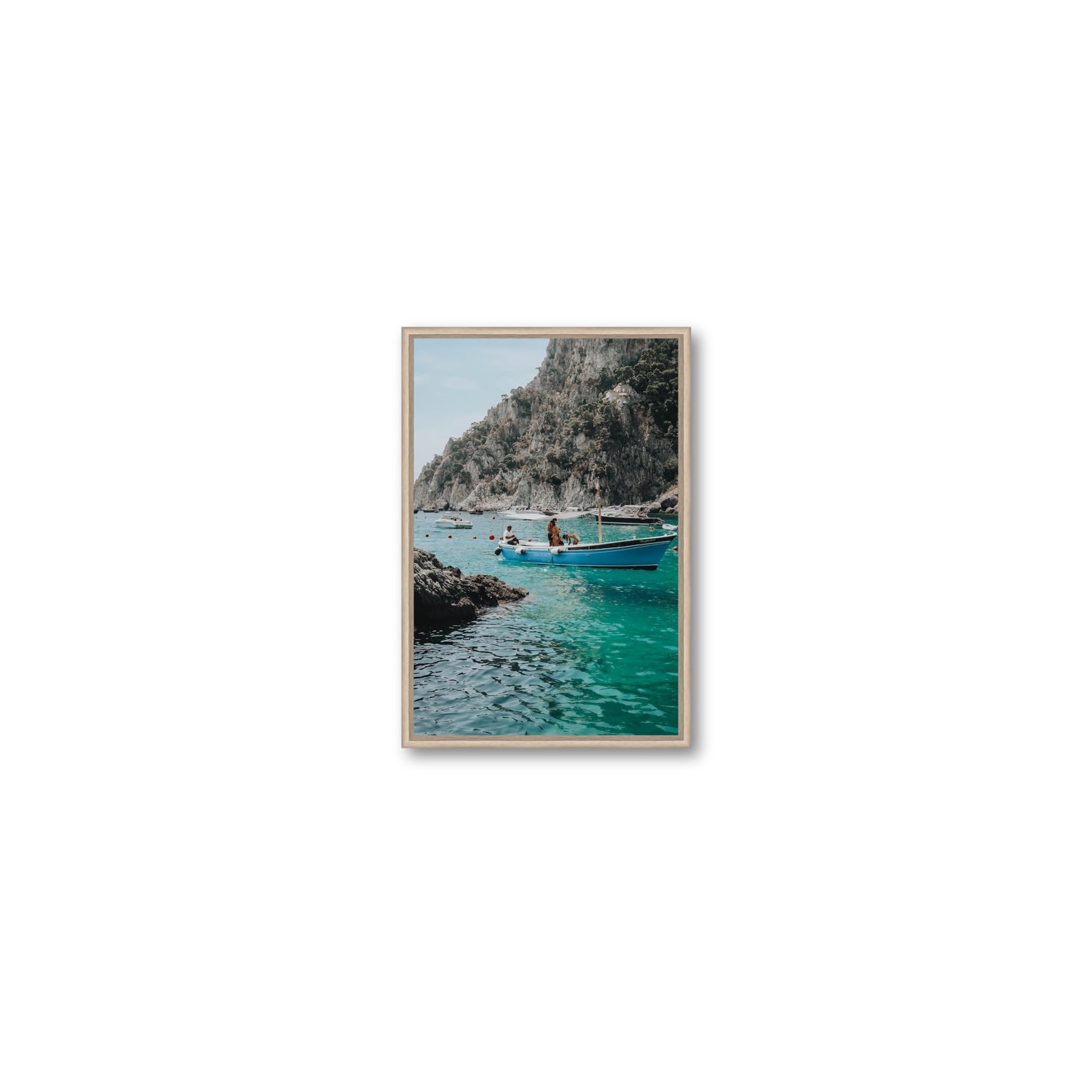 Emerald Escape fine art print, Capri, Italy, Small, Natural Oak Float Frame, Fine Art Canvas
