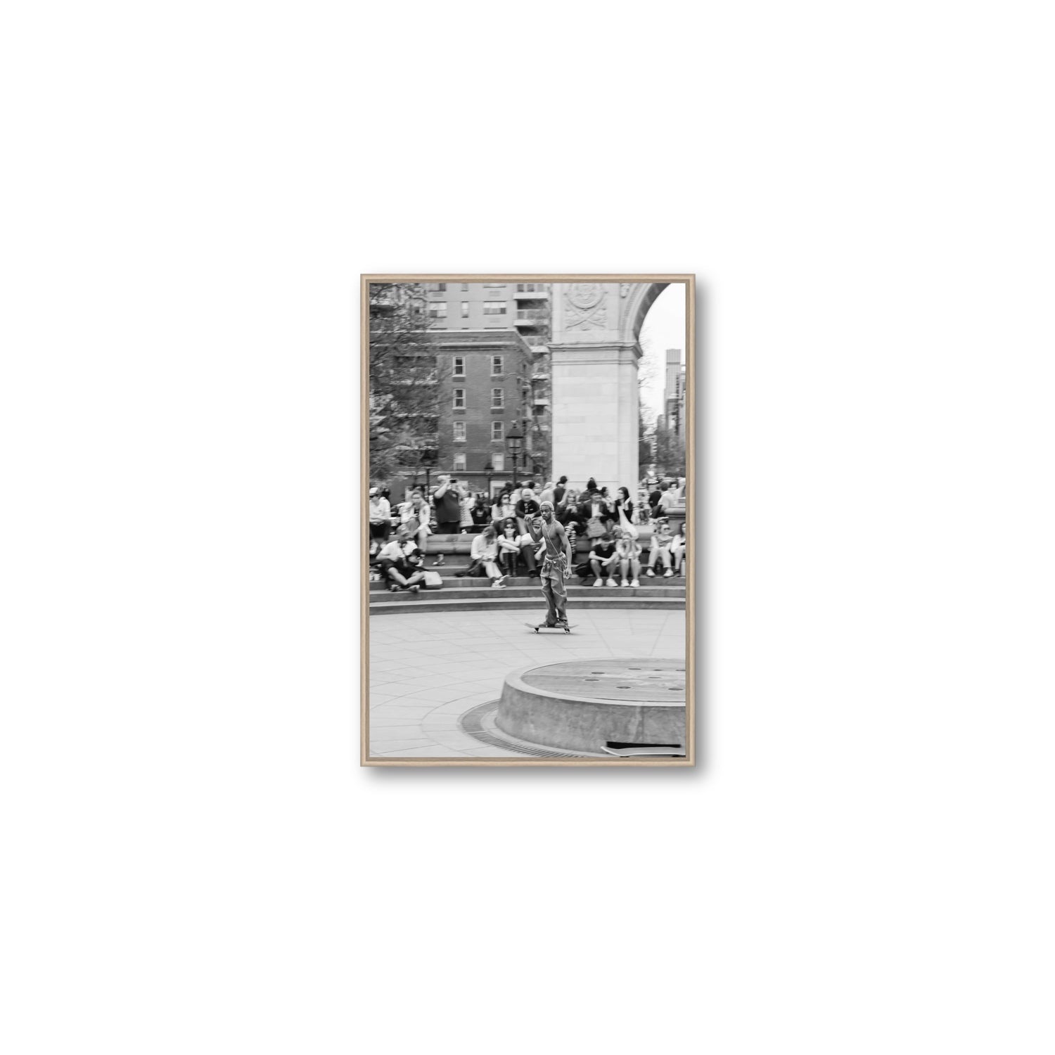 Parkside Pirouettes New York NYC Black & White wall art Medium fine art canvas in natural oak float frame