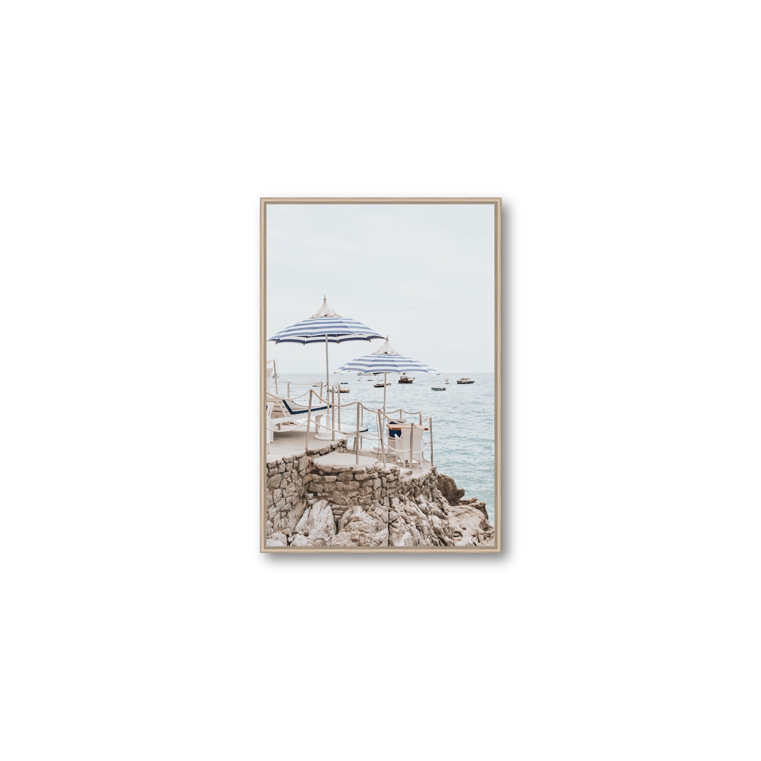 La Scogliera fine art print, Positano, Italy, Medium, Natural Oak Float Frame, Fine Art Canvas