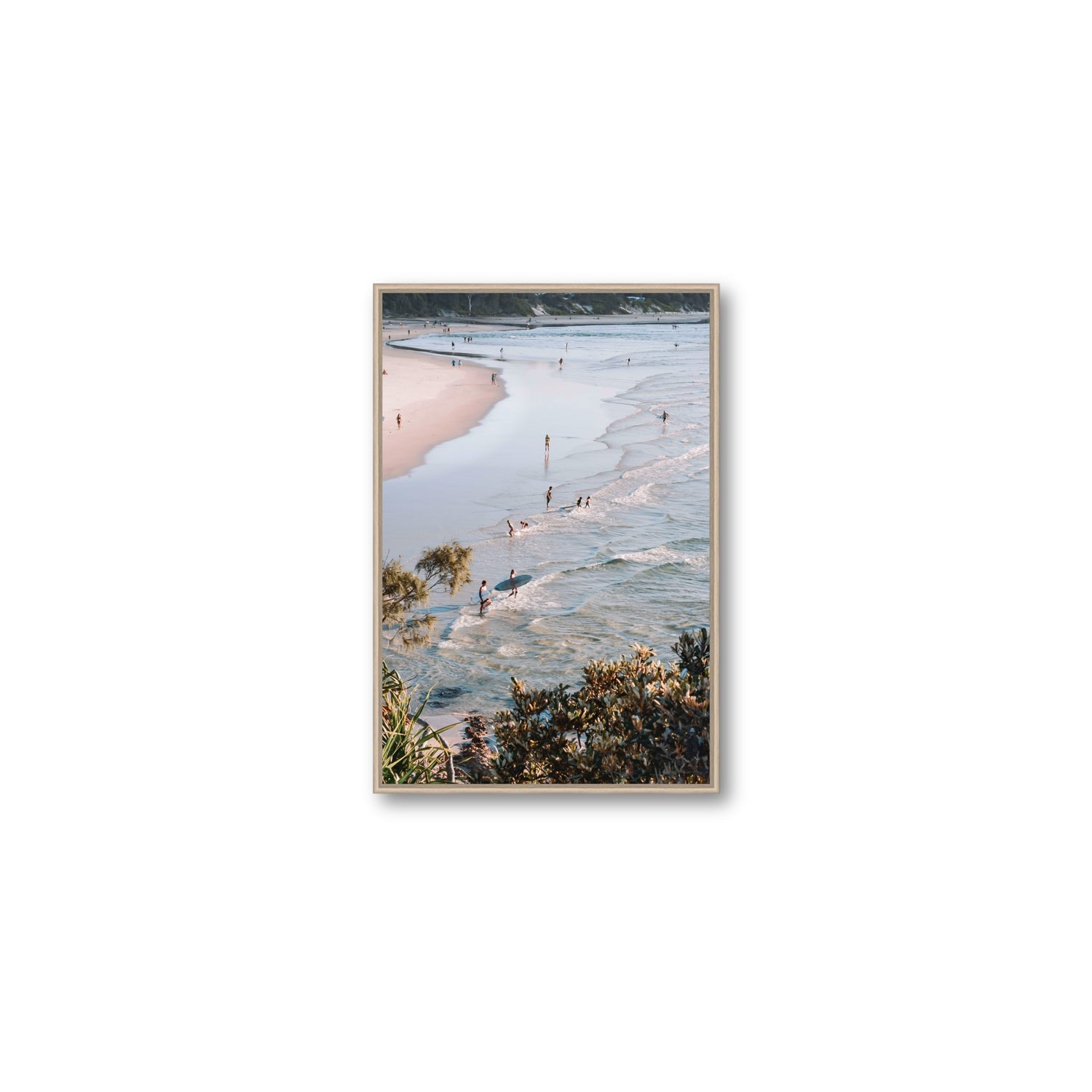 Healing Waters fine art print, Byron Bay, Australia, Medium, Natural Oak Float Frame, Fine Art Canvas