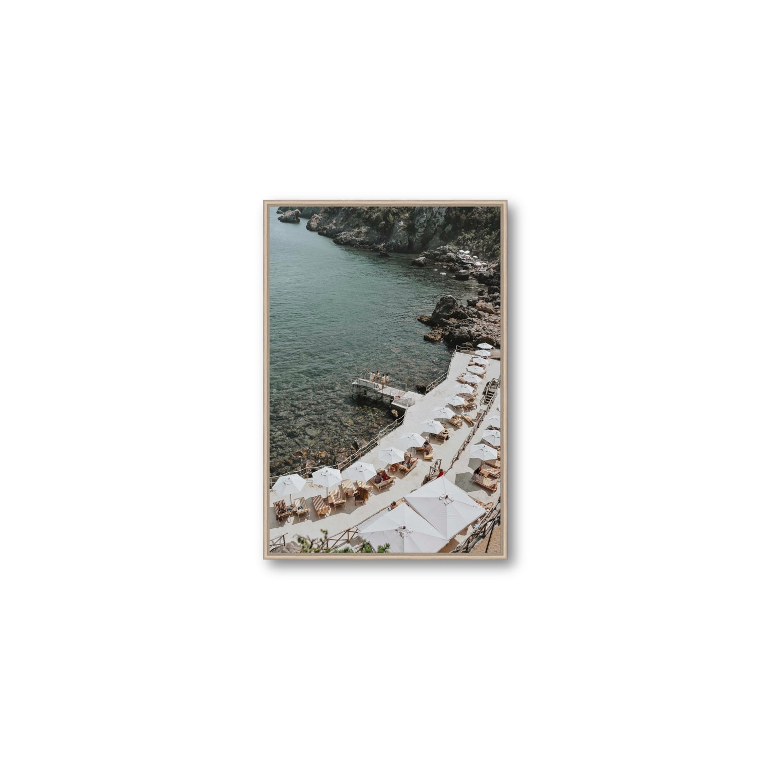 Pier Perspectives Tuscany coastal Italian wall art Medium fine art canvas in natural oak float frame